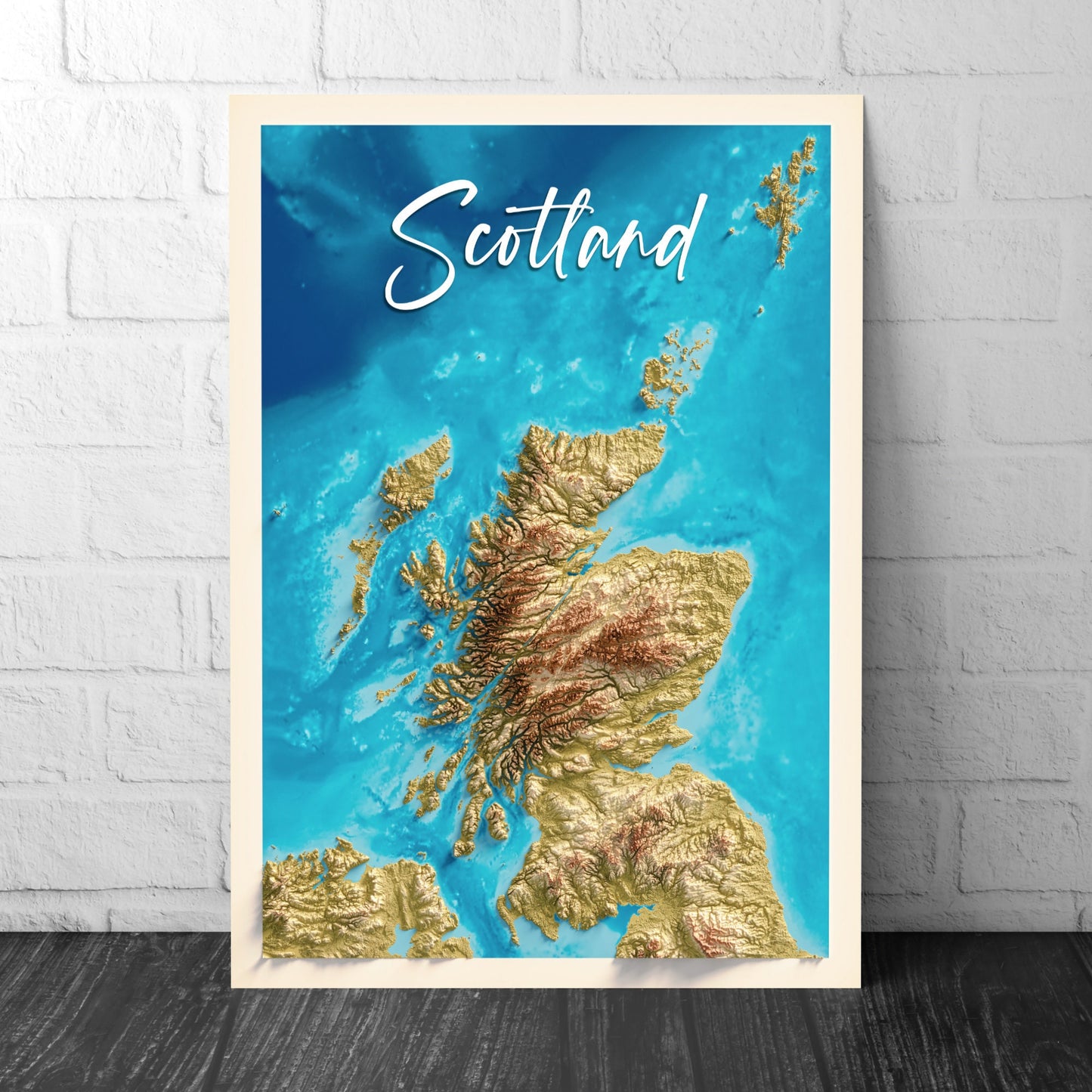 Map of Scotland - Topographic Map Print - Scottish Wall Art