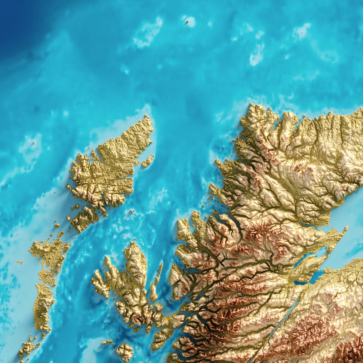 Map of Scotland - Topographic Map Print - Scottish Wall Art