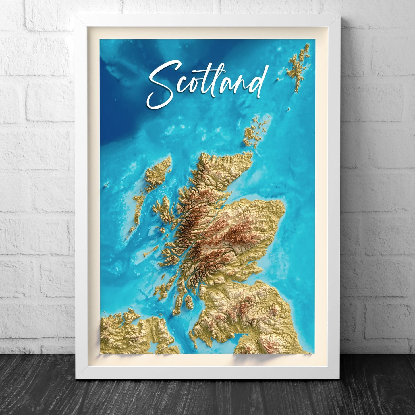 Map of Scotland - Topographic Map Print - Scottish Wall Art