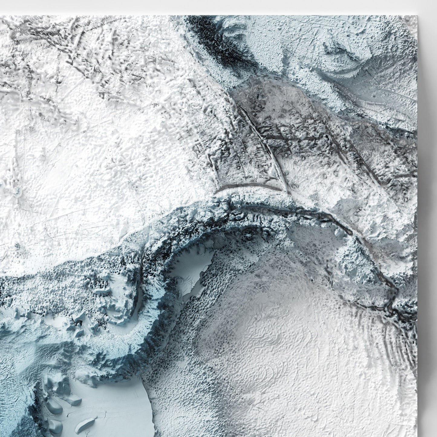 Antarctica Art Relief Map - 2D Bathymetric Print - South Pole Geology - 2D Shaded Relief Map