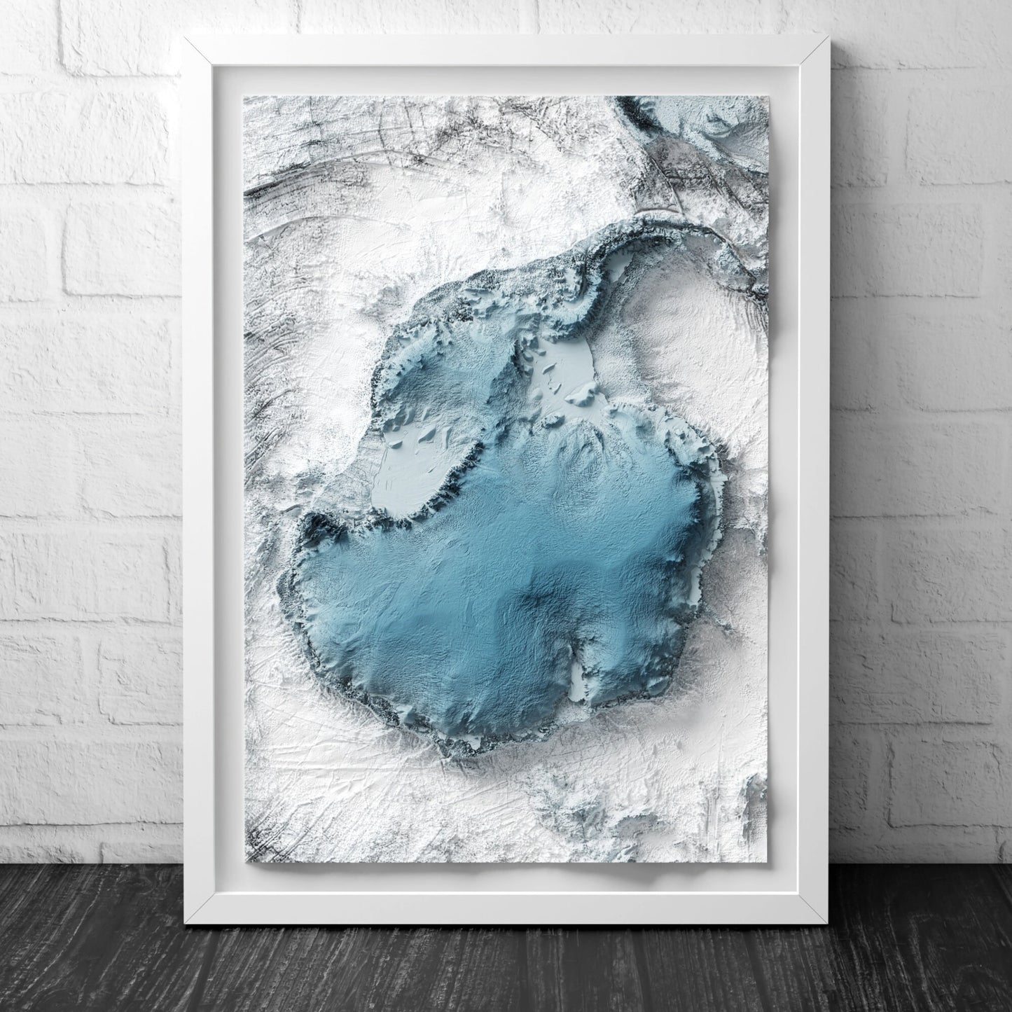 Antarctica Art Relief Map - 2D Bathymetric Print - South Pole Geology - 2D Shaded Relief Map
