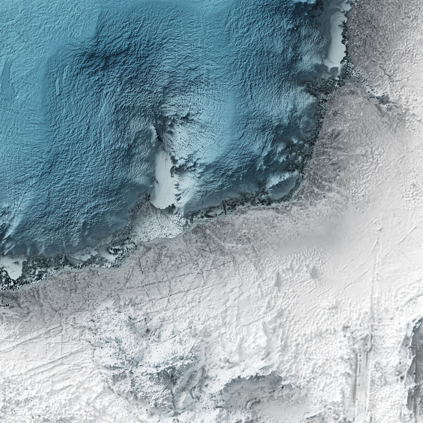 Antarctica Art Relief Map - 2D Bathymetric Print - South Pole Geology - 2D Shaded Relief Map
