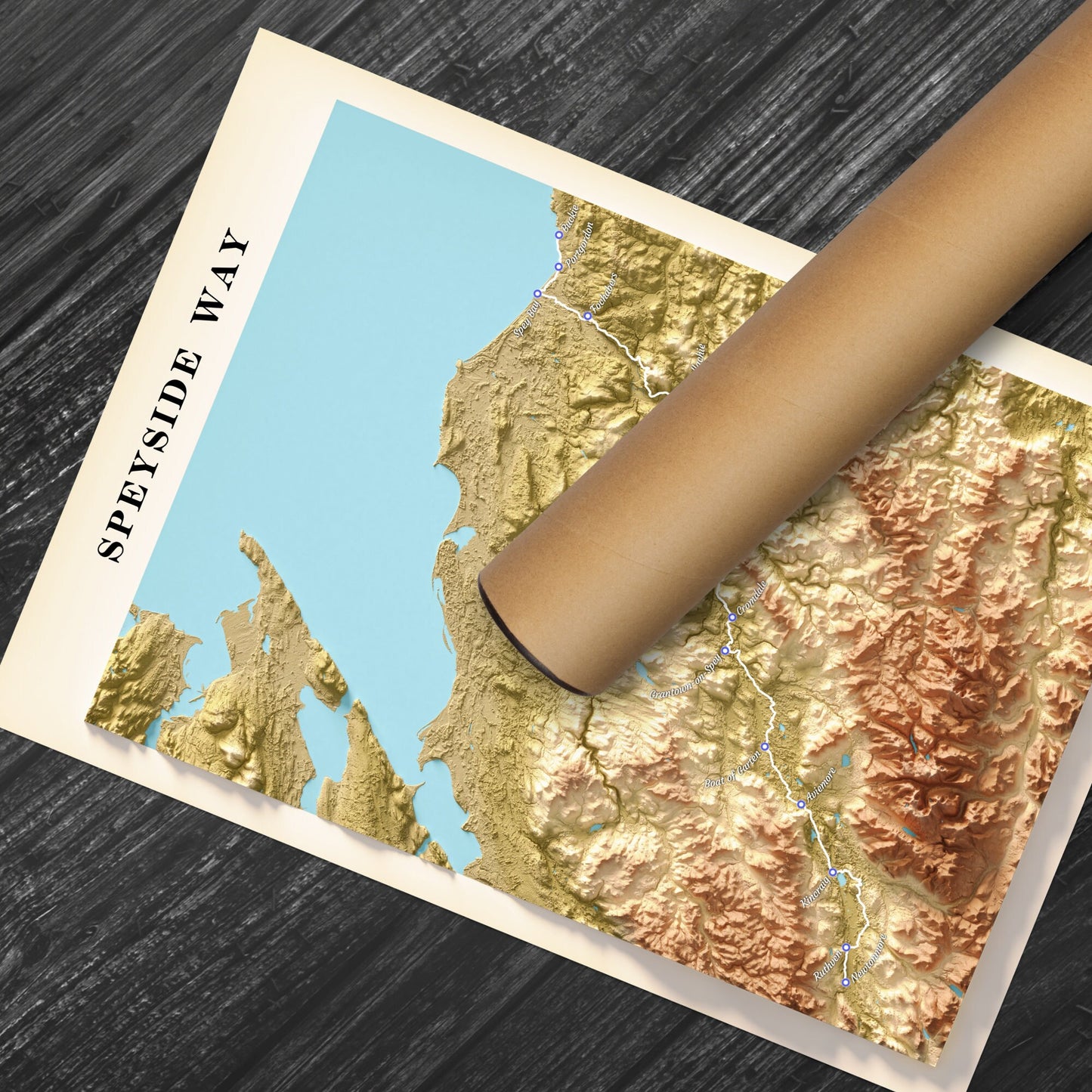 The Speyside Way Map Print | Scottish Trails | Newtonmore, Kincraig., Boat of Garten, Grantown on Spey, Ballindalloch, Craigellachie