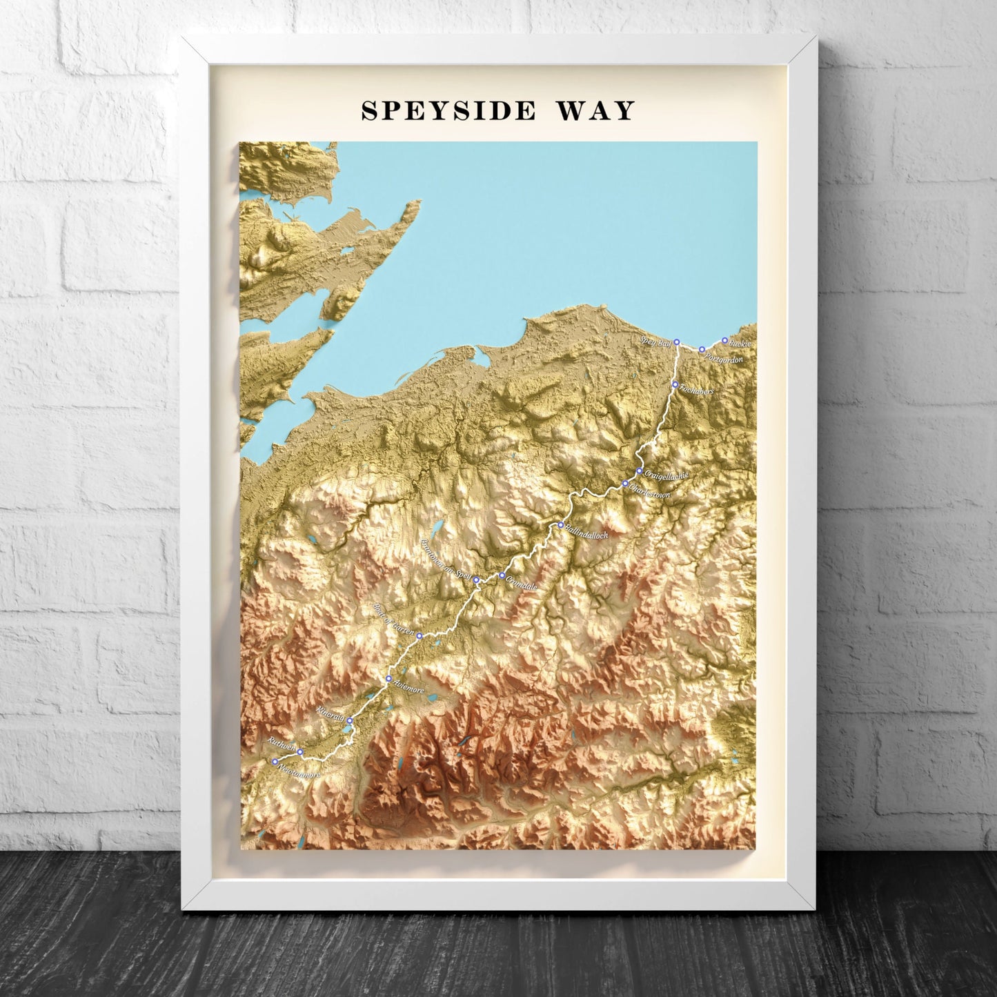 The Speyside Way Map Print | Scottish Trails | Newtonmore, Kincraig., Boat of Garten, Grantown on Spey, Ballindalloch, Craigellachie