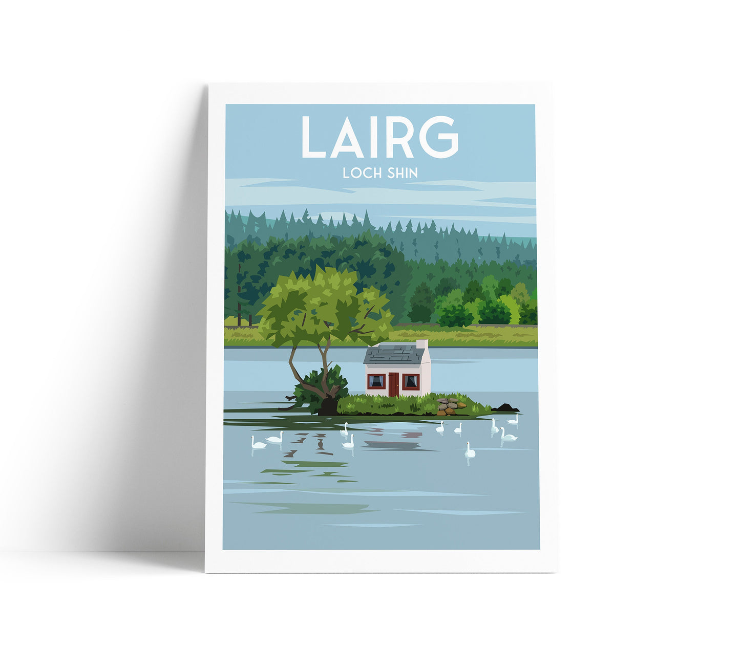 Lairg Travel Poster - Loch Shin Print - The Wee Hoose - Sutherland - Broons Hoose