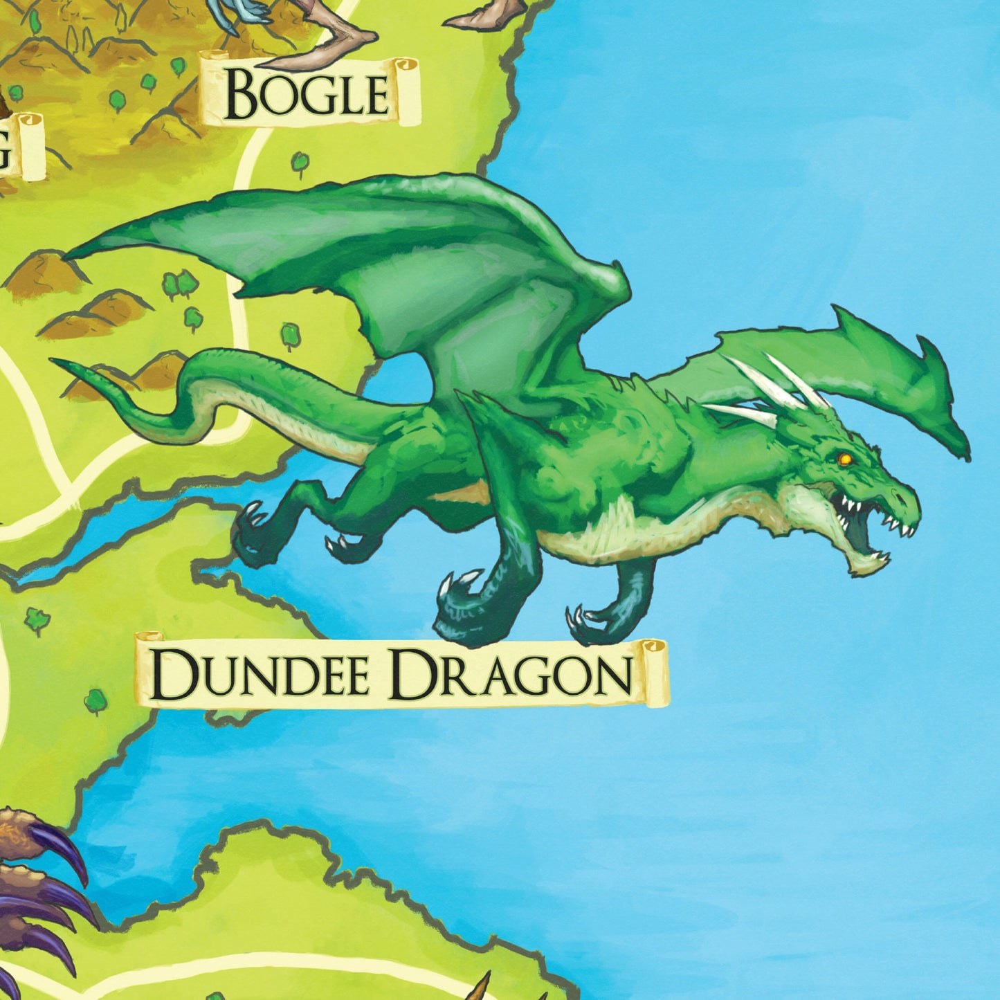 Illustrated Map of Scottish Mythology - Featuring Mythical Beasts and Legends - Scotland Folklore - Cryptozoology - Cryptids