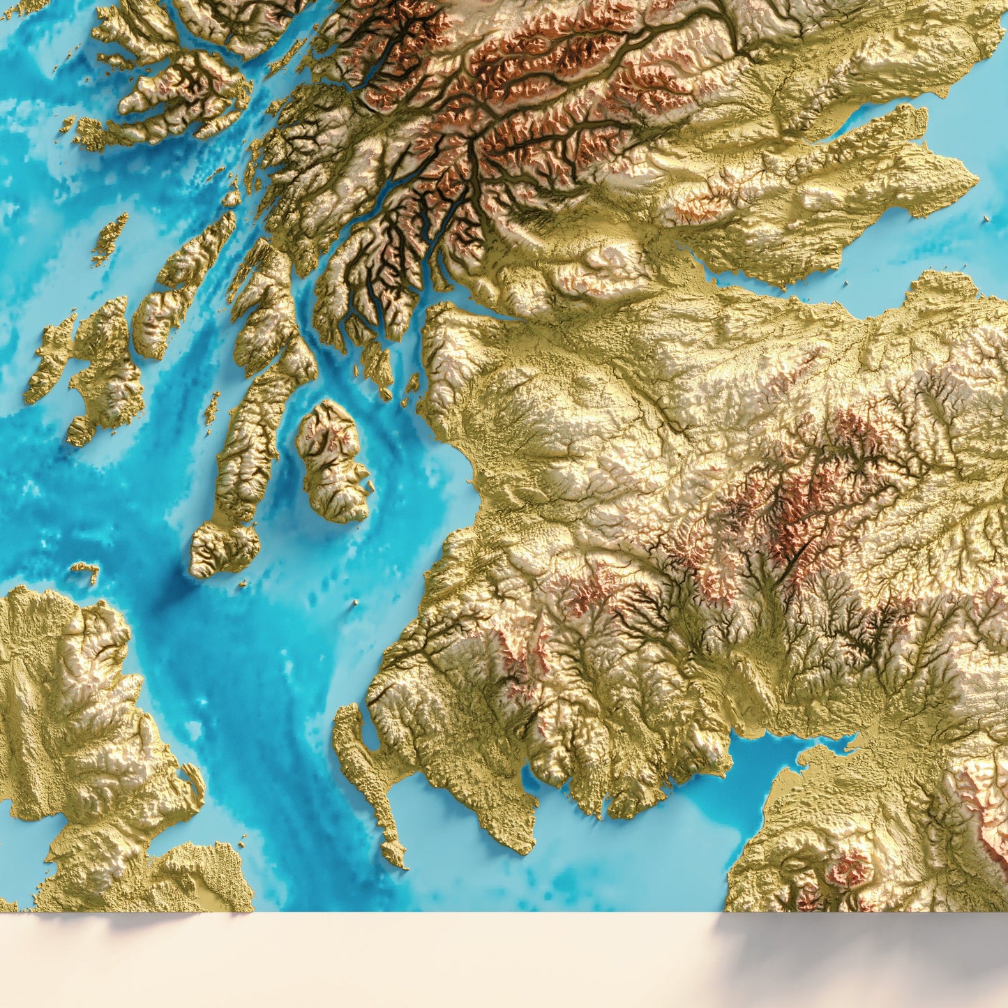 Map of Scotland - Topographic Map Print - Scottish Wall Art