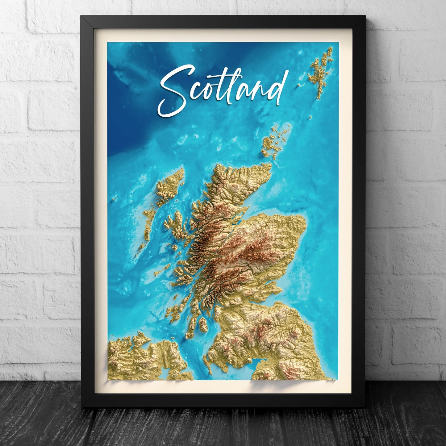 Map of Scotland - Topographic Map Print - Scottish Wall Art