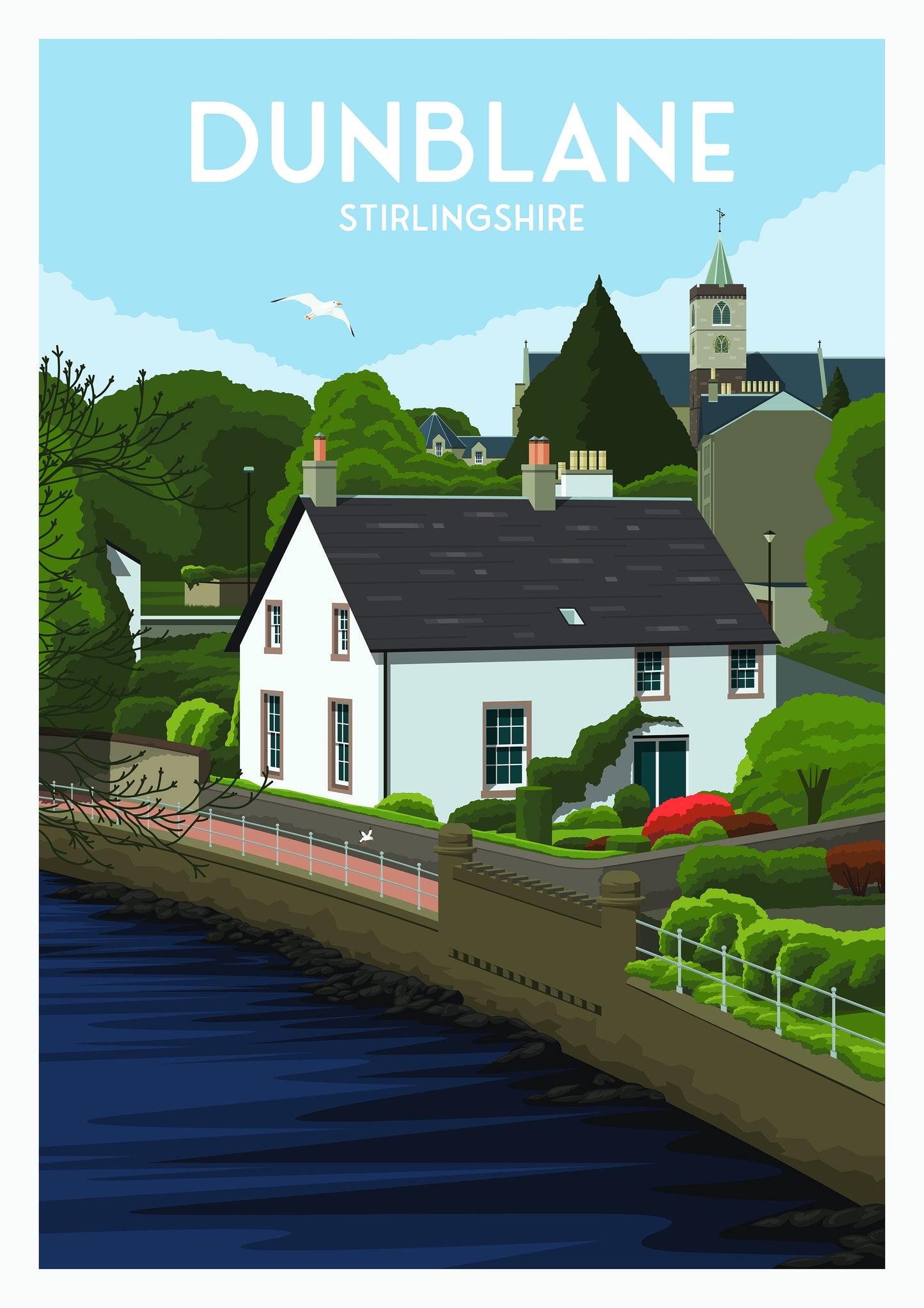 Dunblane Travel Poster - Stirlingshire - Scotland - Allan Water - River