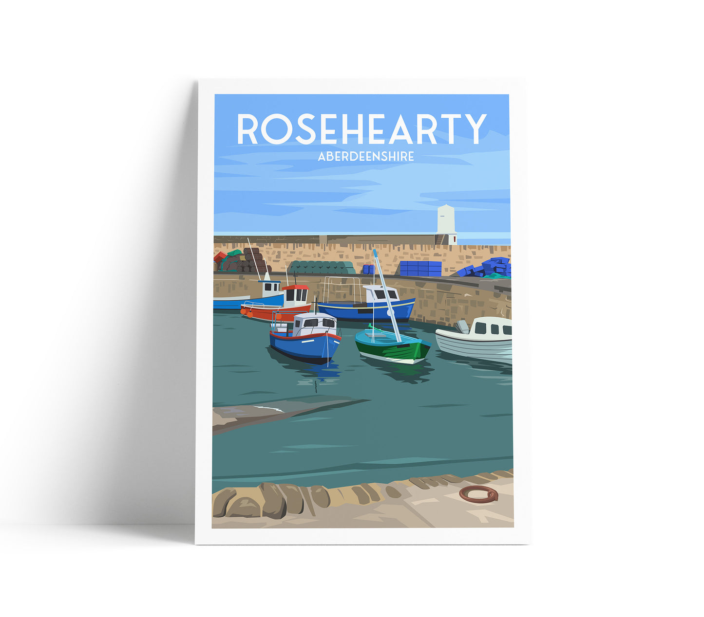 Rosehearty Print - Aberdeenshire Travel Poster - Scotland - Harbour