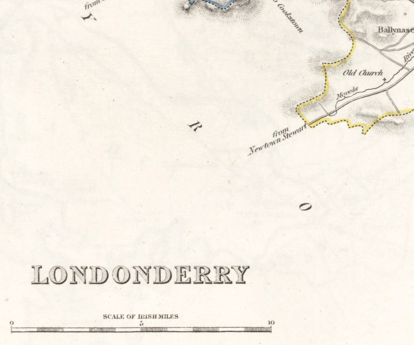 Londonderry Map - Old Antique Reproduction Print of Derry - 1846 - Northern Ireland