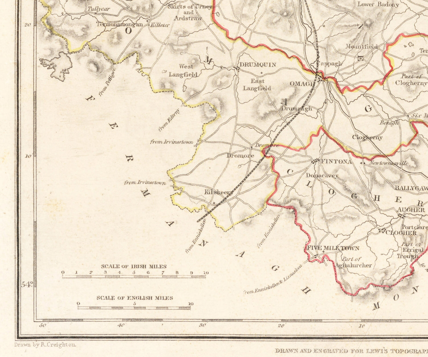 Tyrone Map - Old Antique Reproduction Print of Derry - 1846 - Northern Ireland