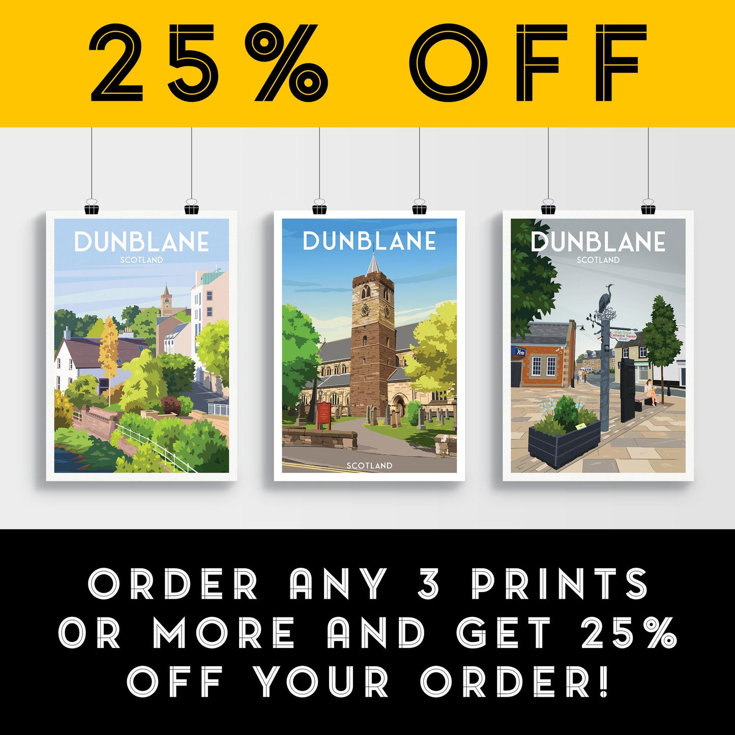 Dunblane Cathedral Travel Poster - Stirlingshire - Scotland