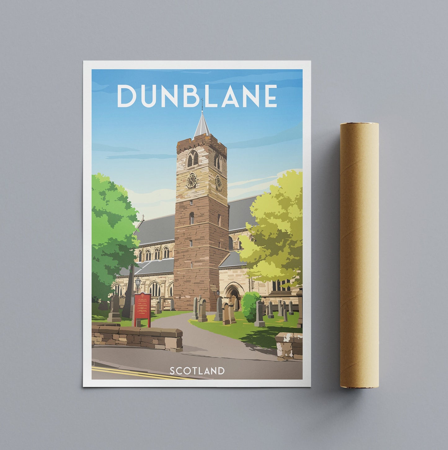 Dunblane Cathedral Travel Poster - Stirlingshire - Scotland