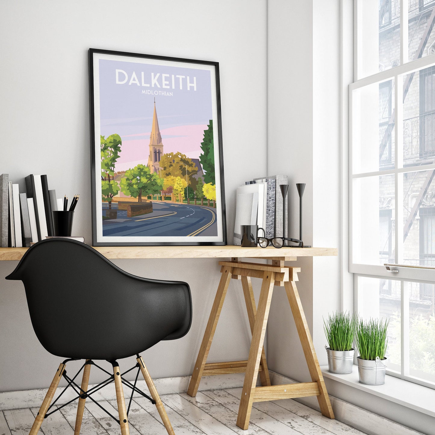 Dalkeith Travel Poster - East Lothian - Scotland - Edinburgh - Wall Art - Church Building