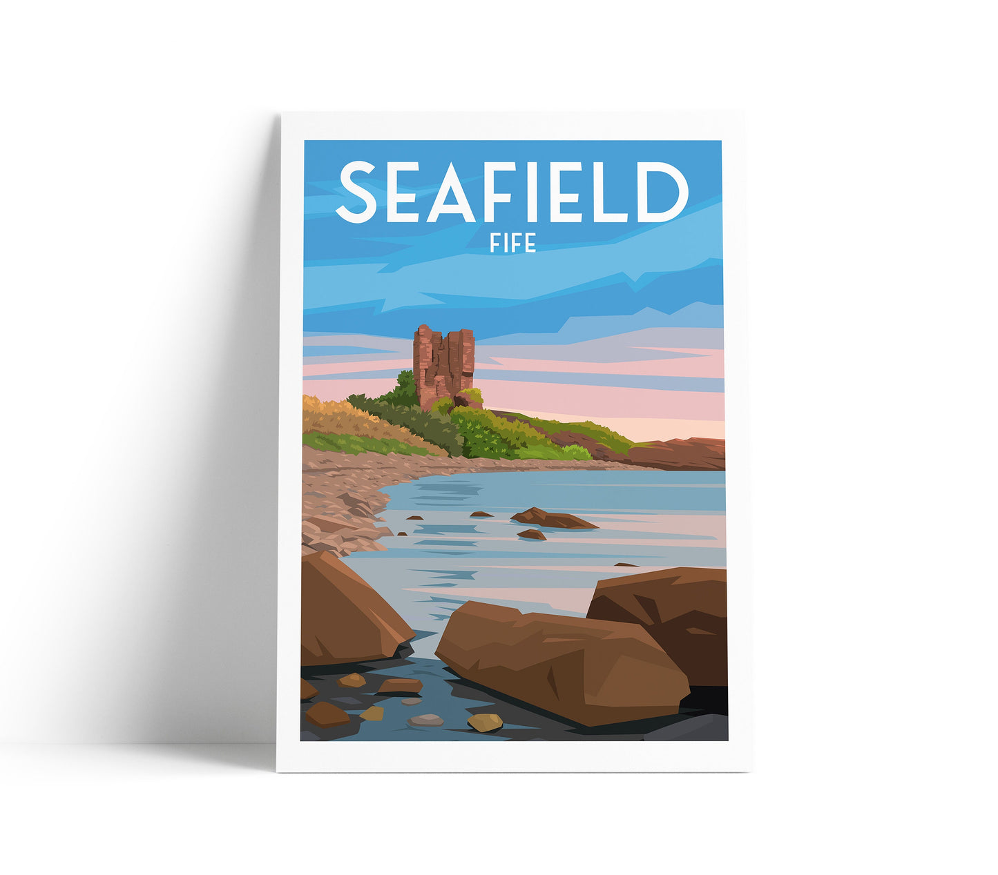 Seafield Tower Print - Kirkcaldy - North Sea coast of Fife in Scotland - Travel Poster - Wall Art