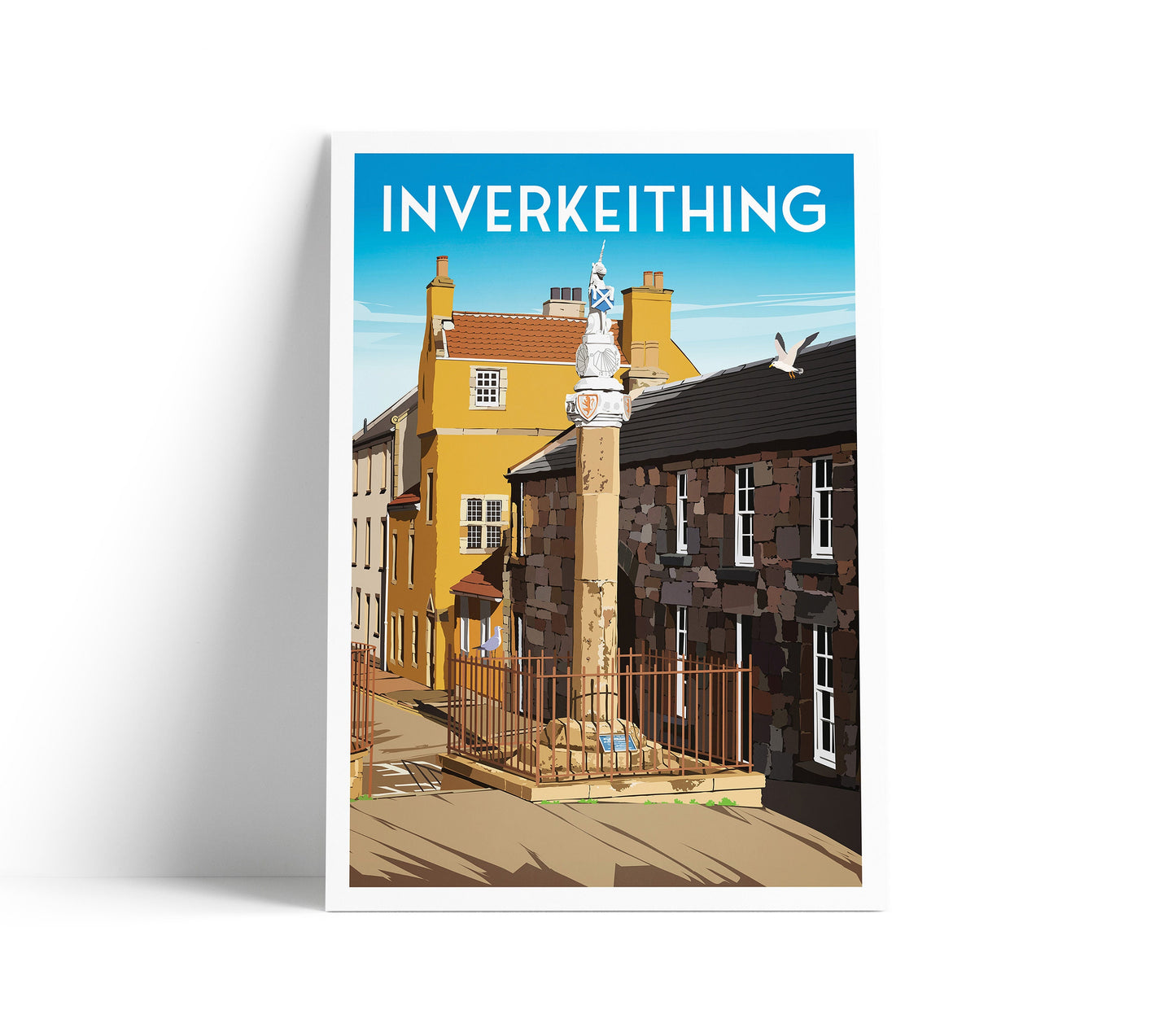 Inverkeithing Print - Mercat - Fife Travel Poster - Historic Building - Scottish Wall Art