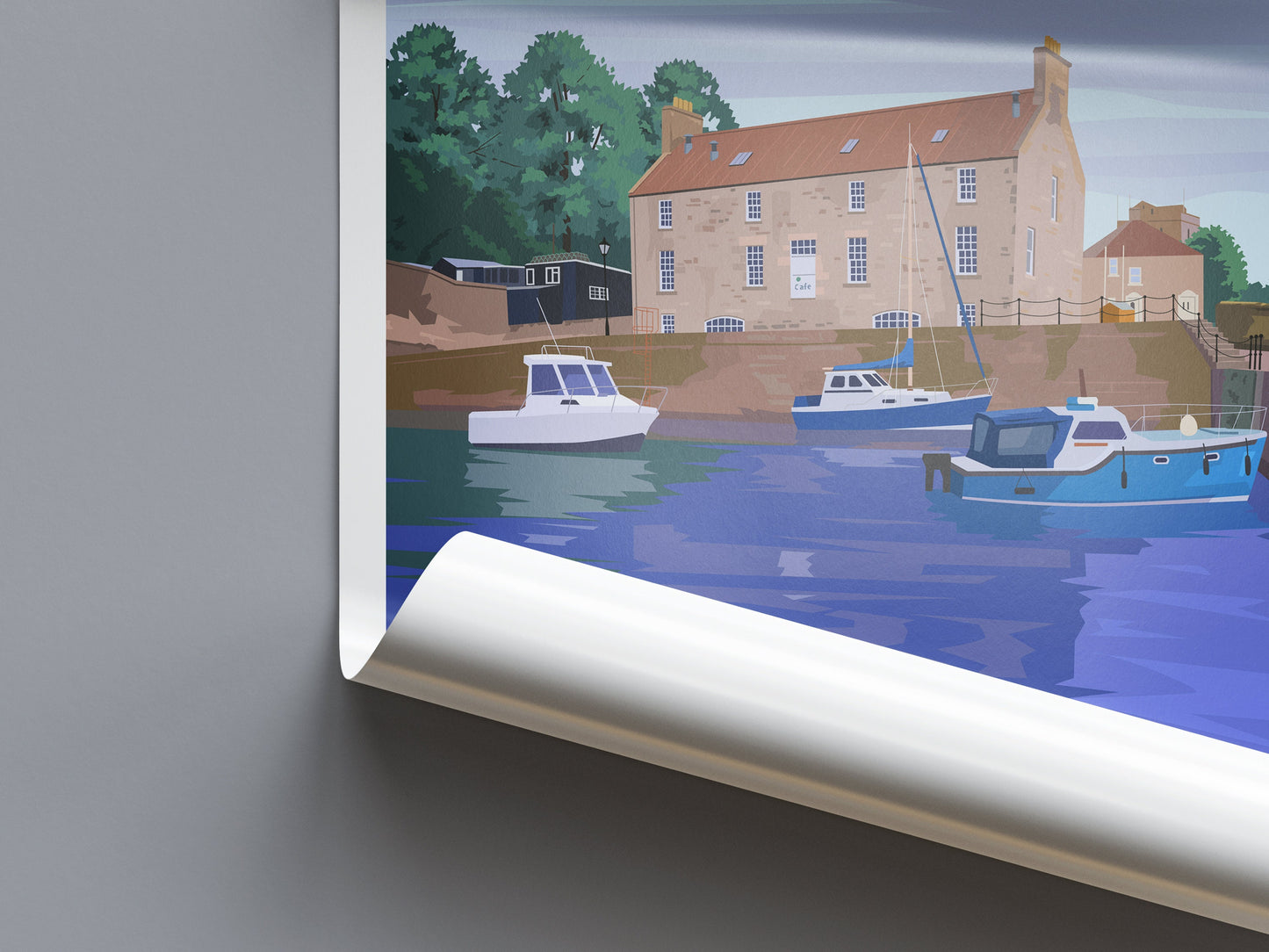 Dysart Travel Poster, Dysart in Fife Scotland, retro Scottish print