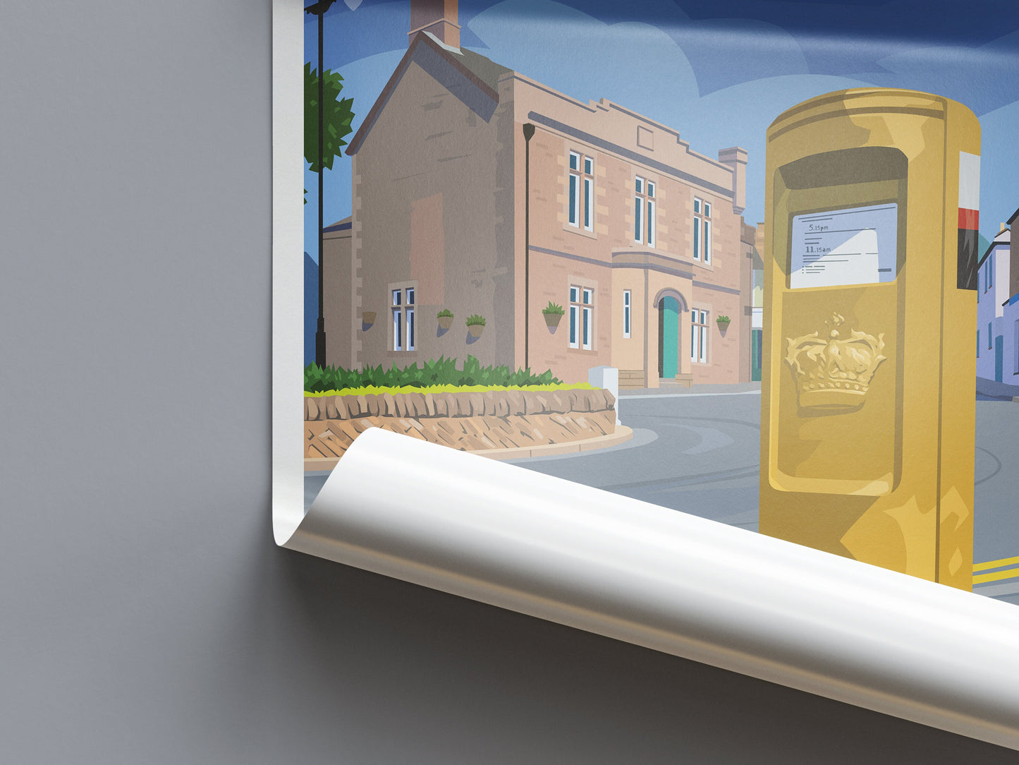 Dunblane Travel Poster - Gold Post Box - Stirlingshire - Scotland - Old Sheriff Court