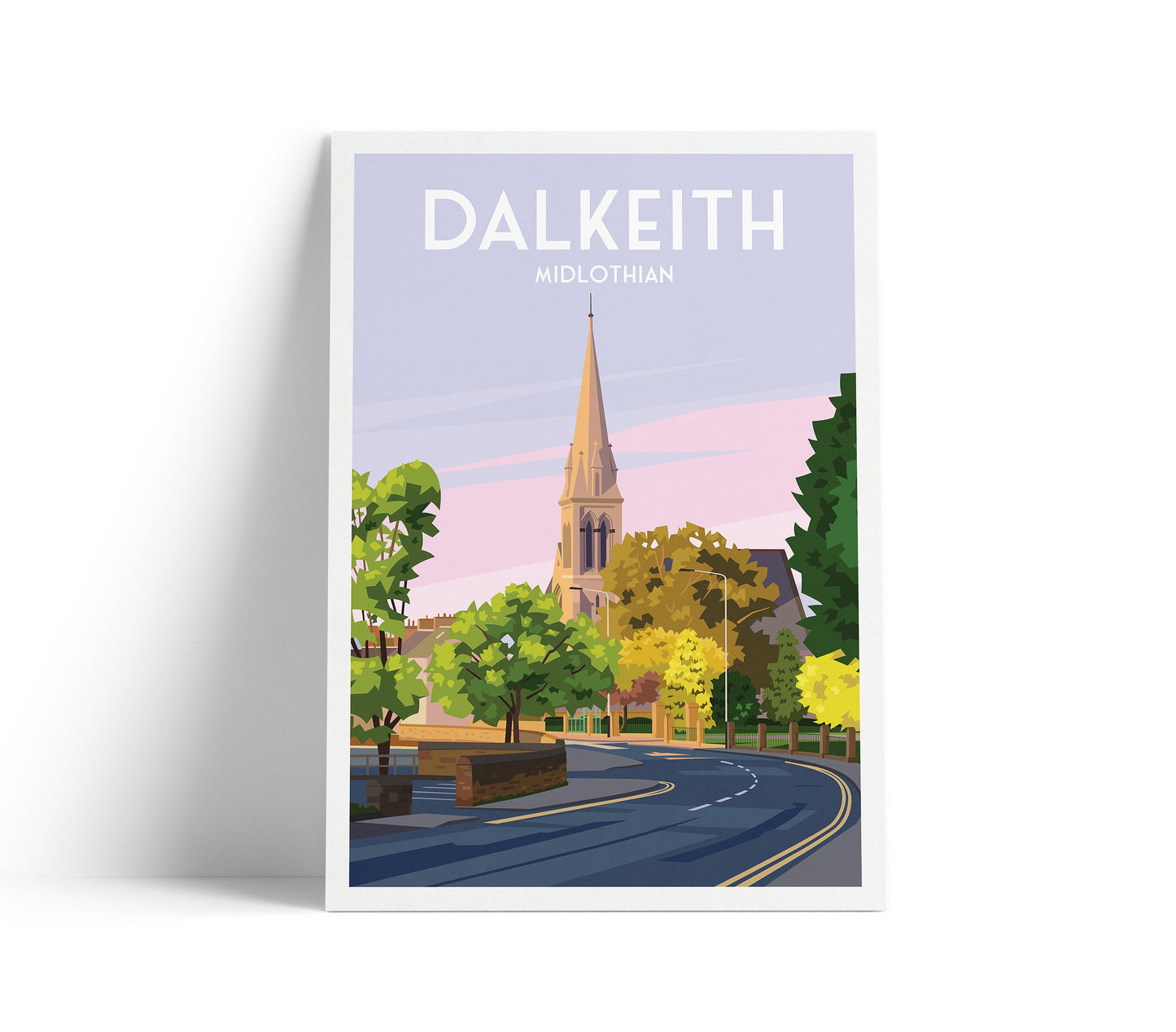 Dalkeith Travel Poster - East Lothian - Scotland - Edinburgh - Wall Art - Church Building