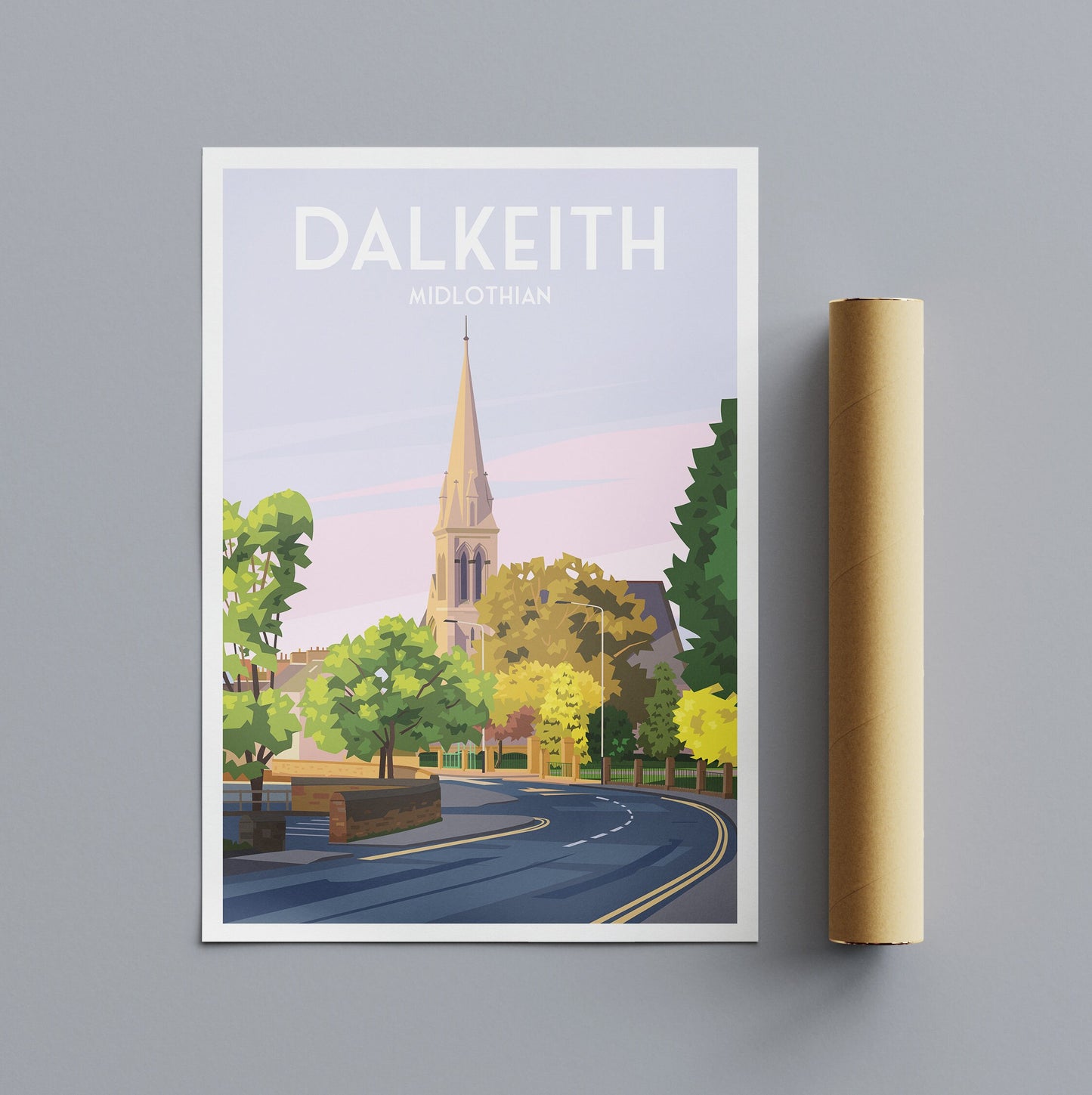 Dalkeith Travel Poster - East Lothian - Scotland - Edinburgh - Wall Art - Church Building