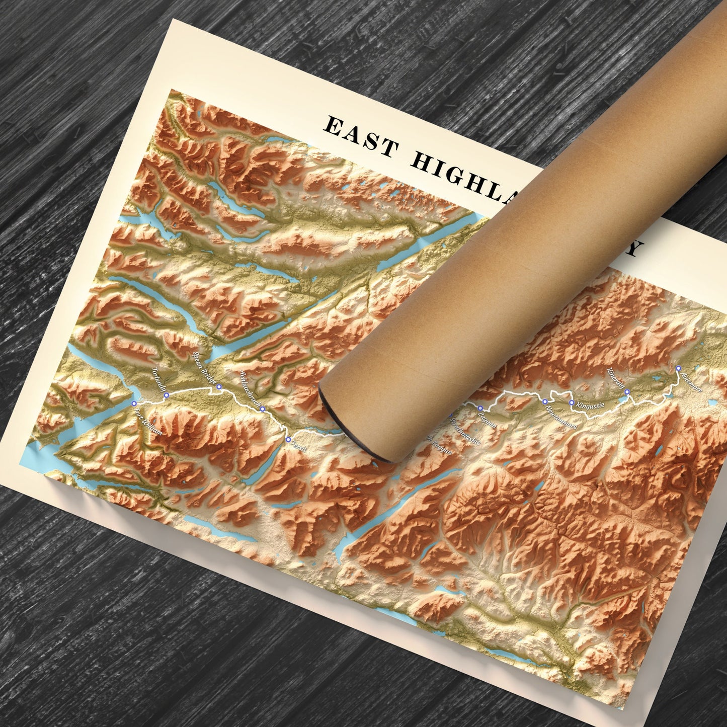 Topographic Map of the East Highland Way Walking Trail – Available in A4, A3, A2, and A1 Sizes - Scotland Poster Print