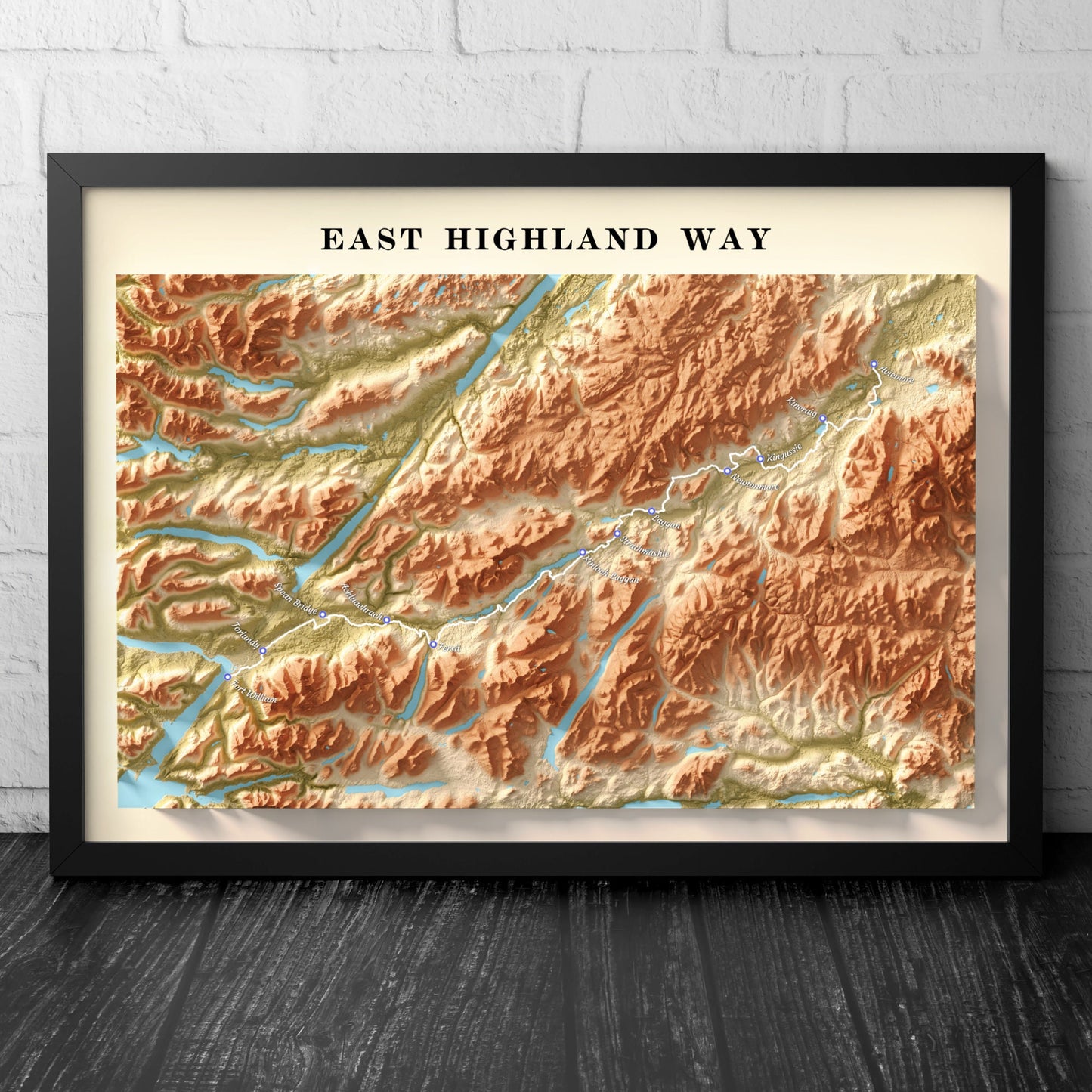 Topographic Map of the East Highland Way Walking Trail – Available in A4, A3, A2, and A1 Sizes - Scotland Poster Print