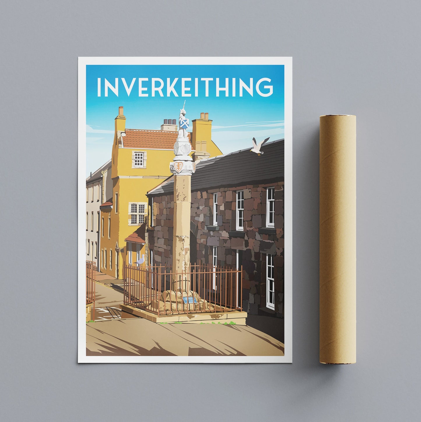 Inverkeithing Print - Mercat - Fife Travel Poster - Historic Building - Scottish Wall Art