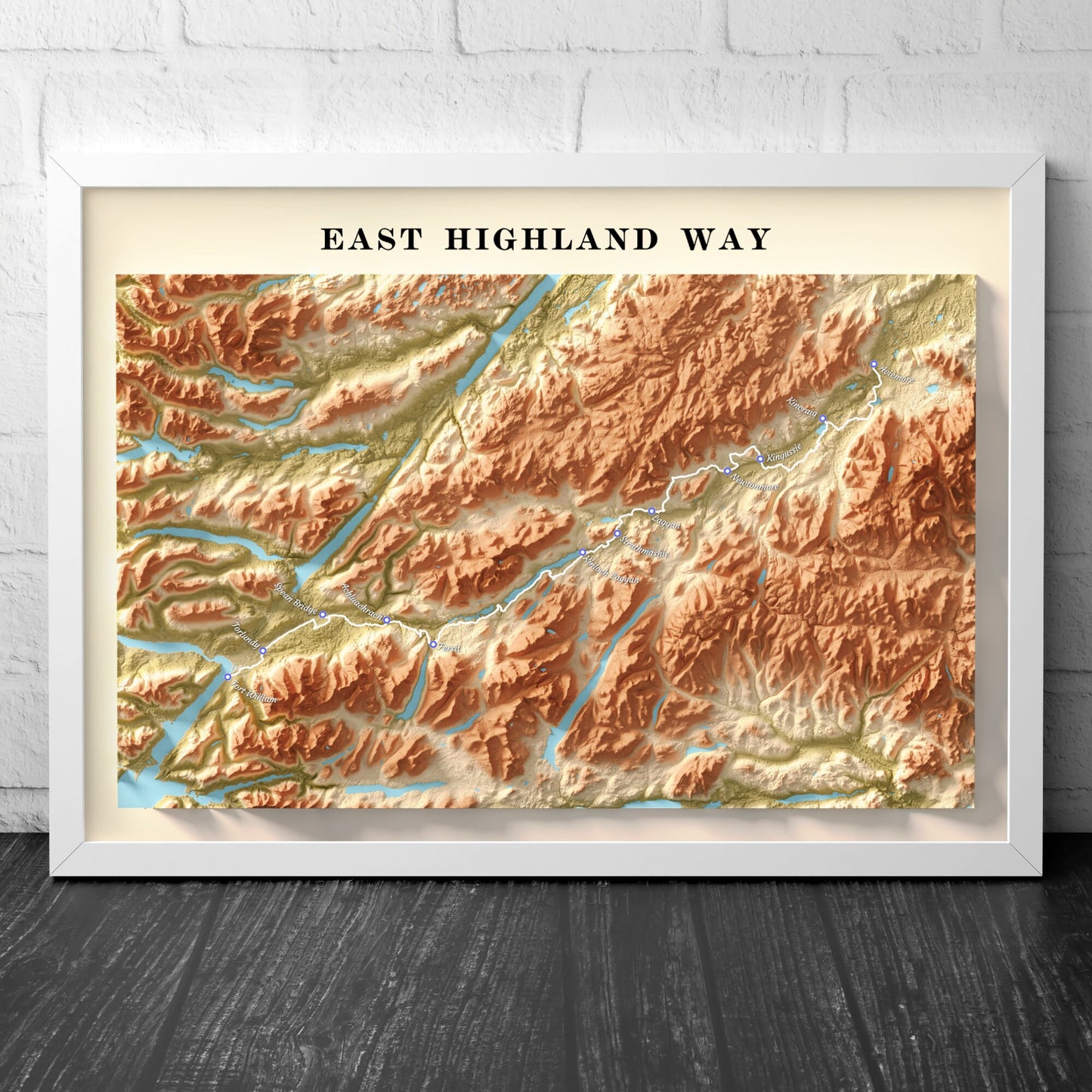 Topographic Map of the East Highland Way Walking Trail – Available in A4, A3, A2, and A1 Sizes - Scotland Poster Print