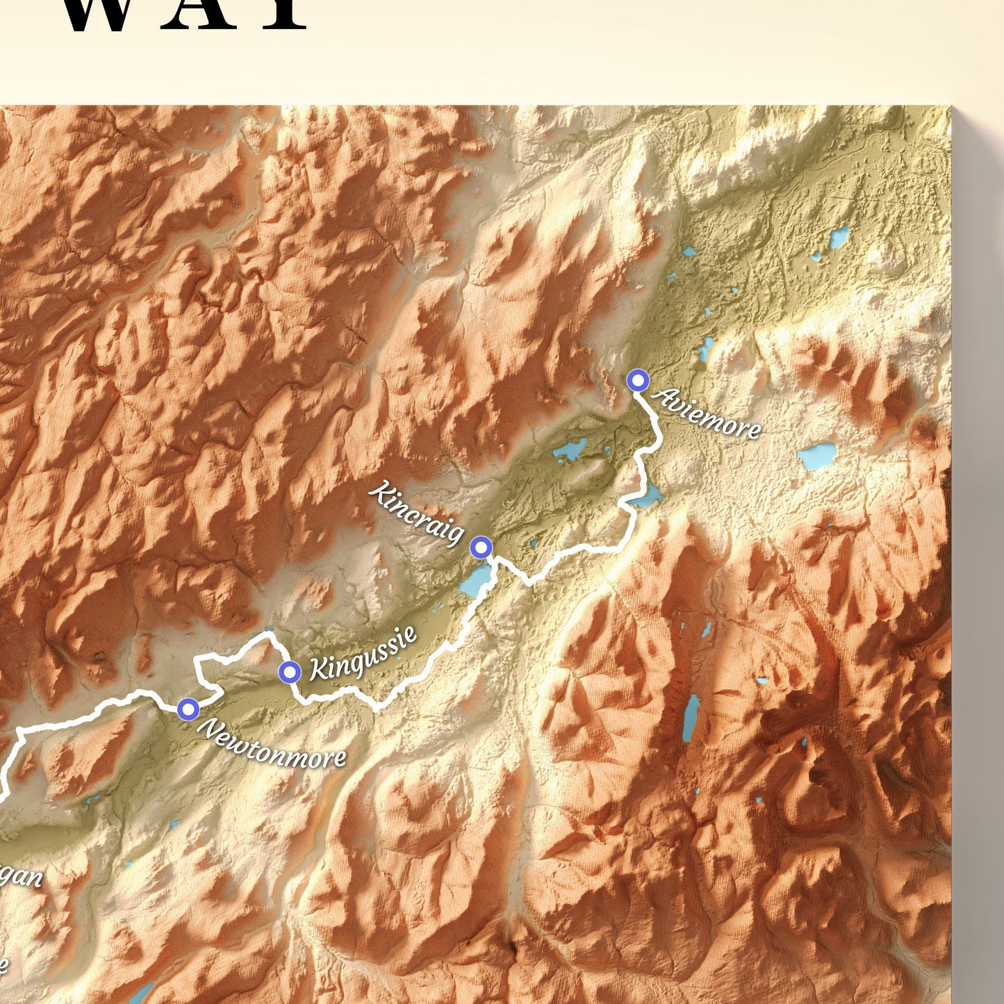 Topographic Map of the East Highland Way Walking Trail – Available in A4, A3, A2, and A1 Sizes - Scotland Poster Print