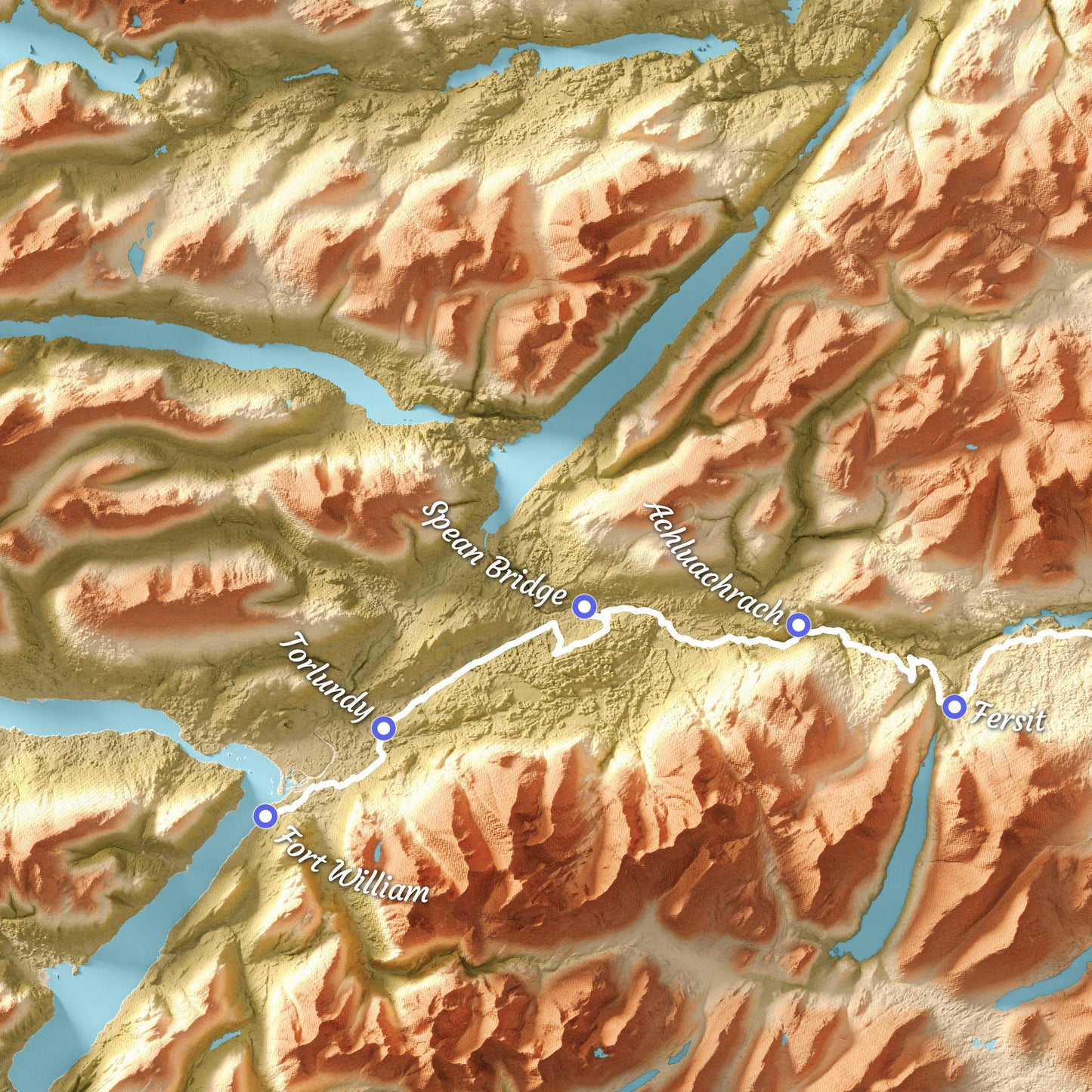 Topographic Map of the East Highland Way Walking Trail – Available in A4, A3, A2, and A1 Sizes - Scotland Poster Print