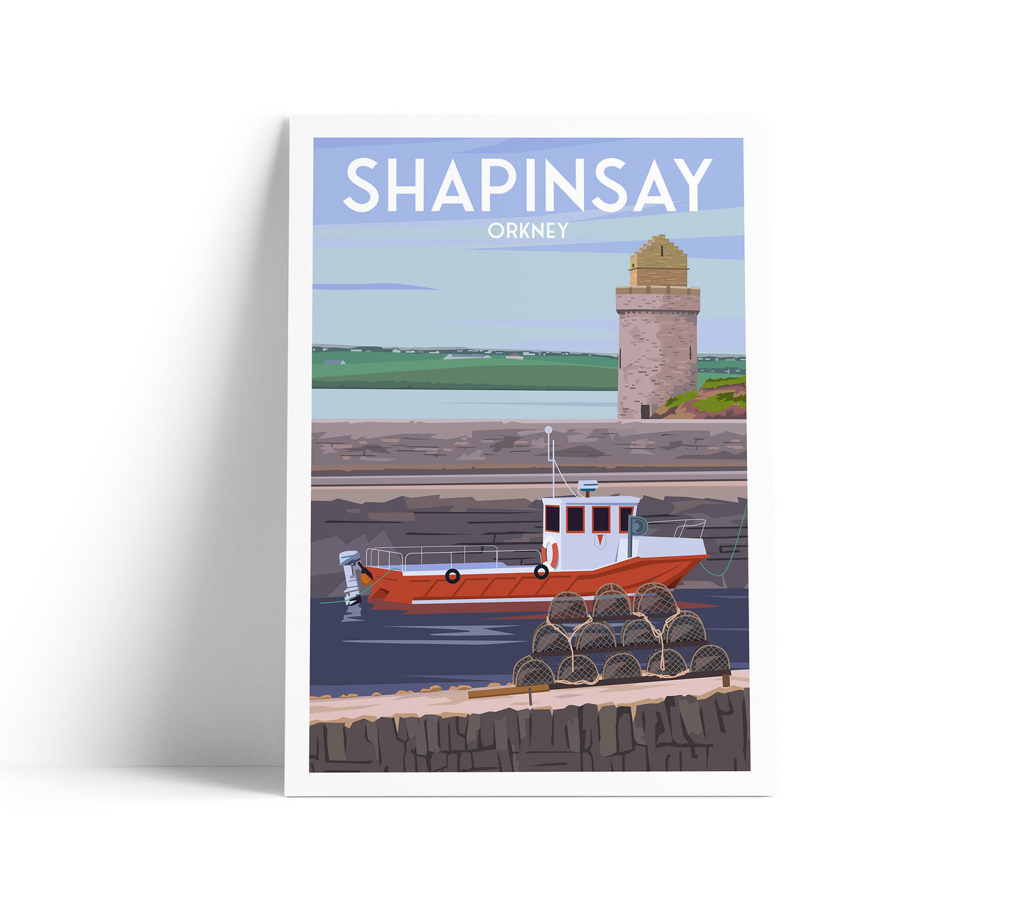 Sharpinsay Harbour Print - Orkney Travel Poster - Scotland