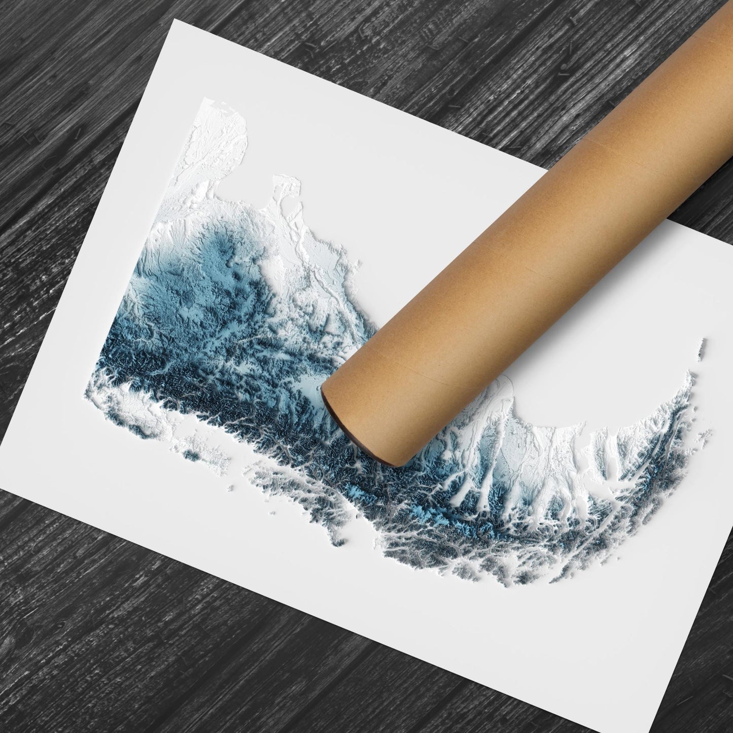 Patagonia Art Relief Map - 2D Shaded Relief Map - retro map - Wall Art