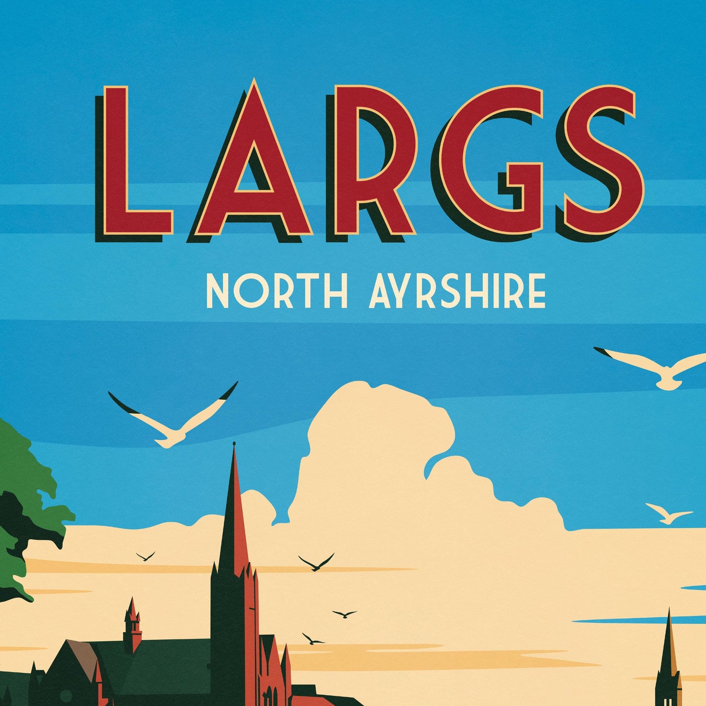 Largs Travel Poster - North Ayrshire Print - Scotland - Beach