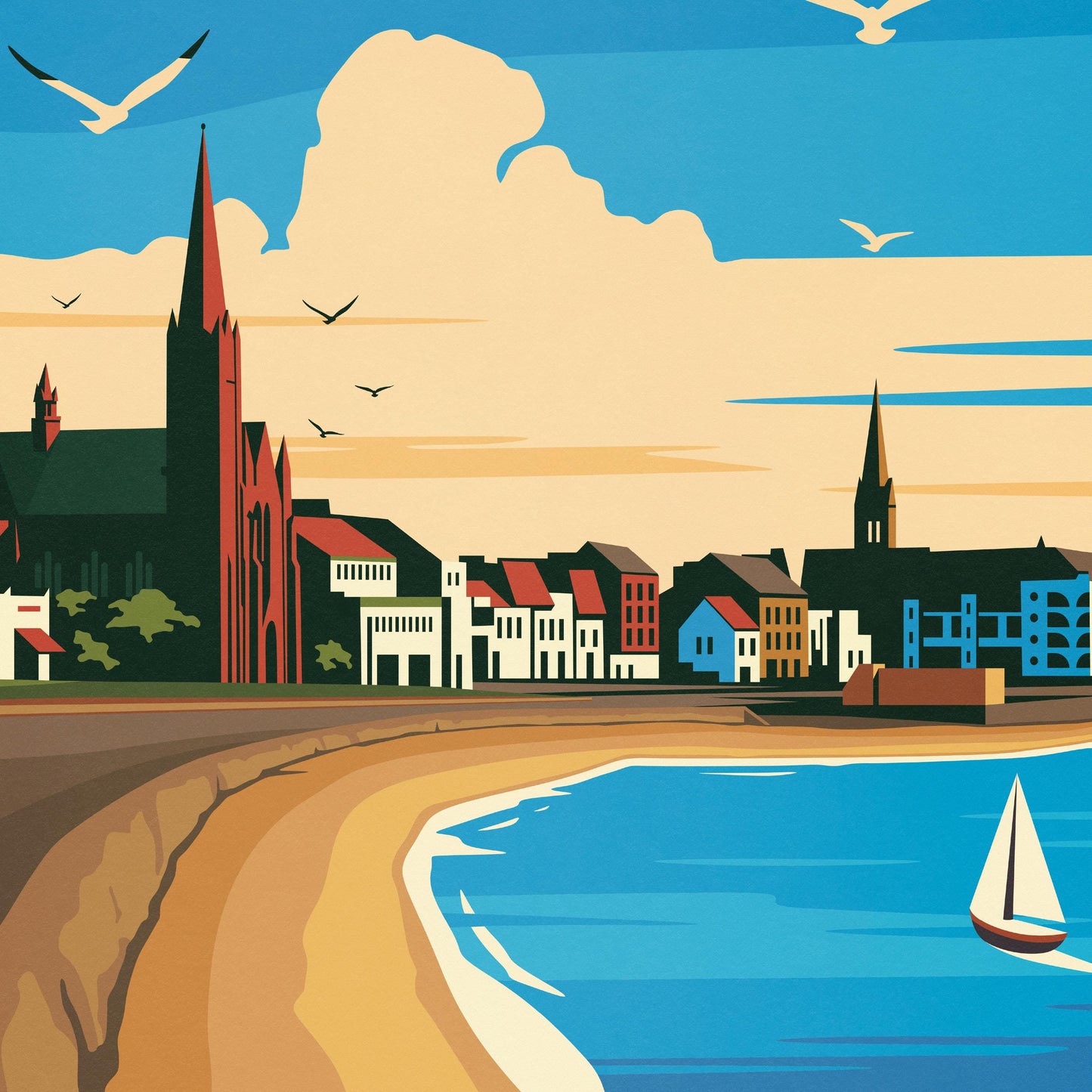Largs Travel Poster - North Ayrshire Print - Scotland - Beach