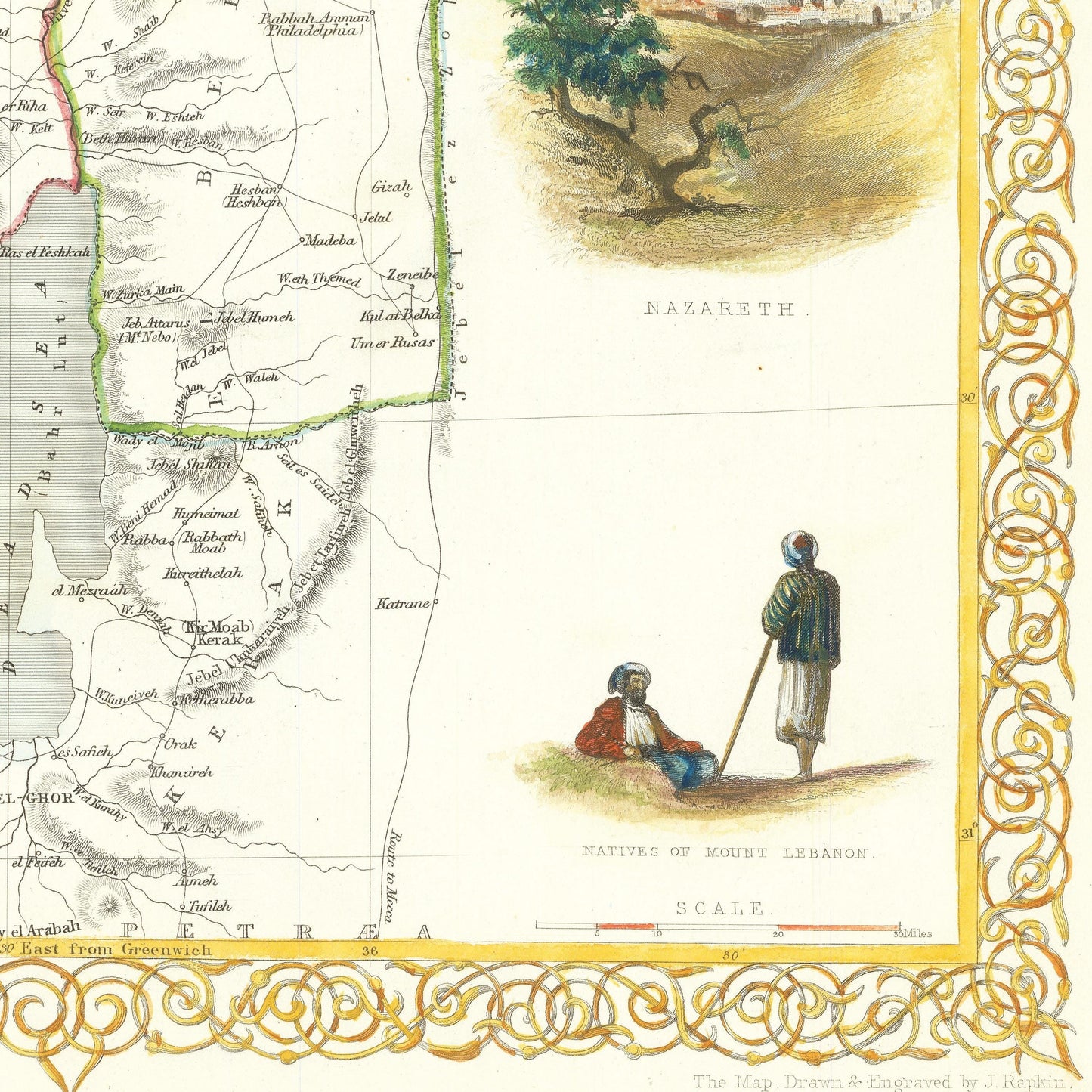Modern Palestine Print - Jerusalem, Samaria, Galilee, West Bank, Gaza ,biblical Map, historic sites, Bible Study