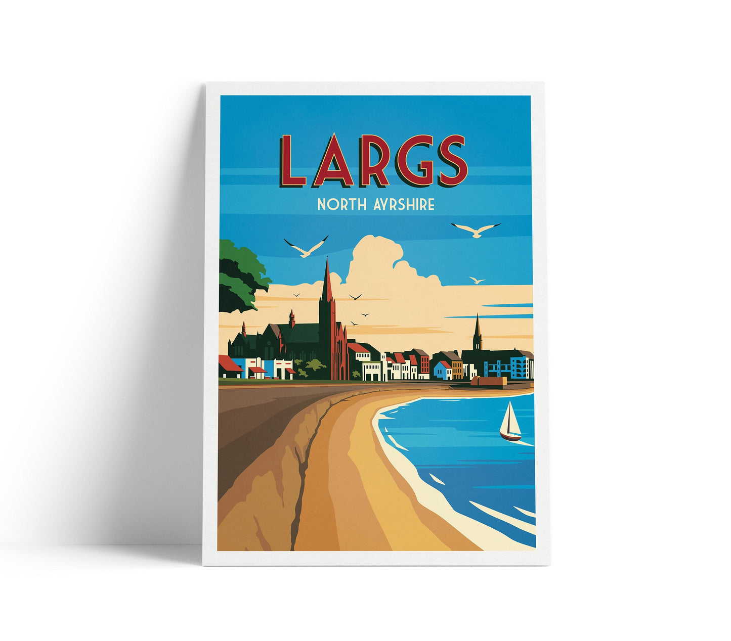 Largs Travel Poster - North Ayrshire Print - Scotland - Beach