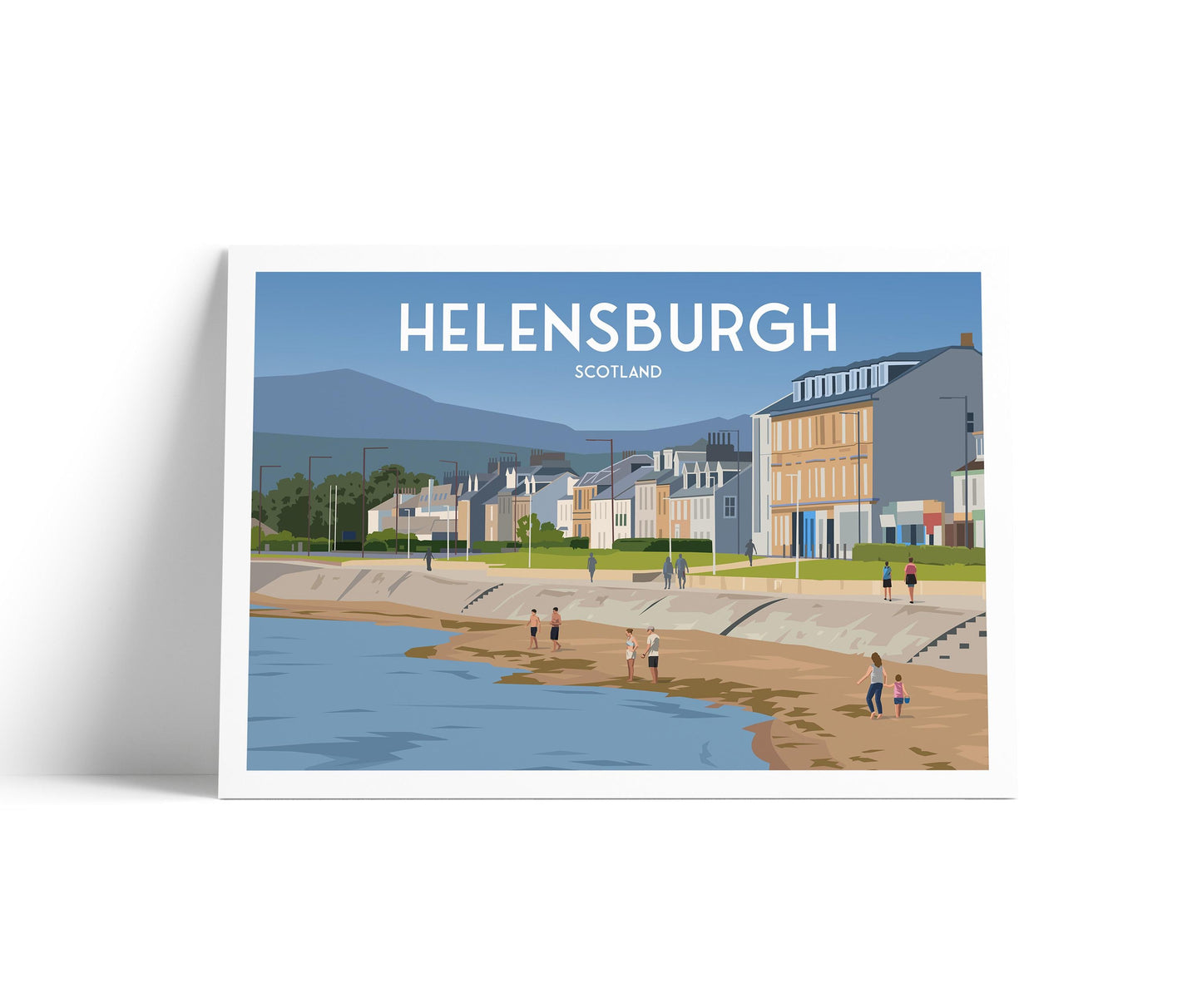 Helensburgh Travel Poster – Scenic Beach View – Scotland Wall Art
