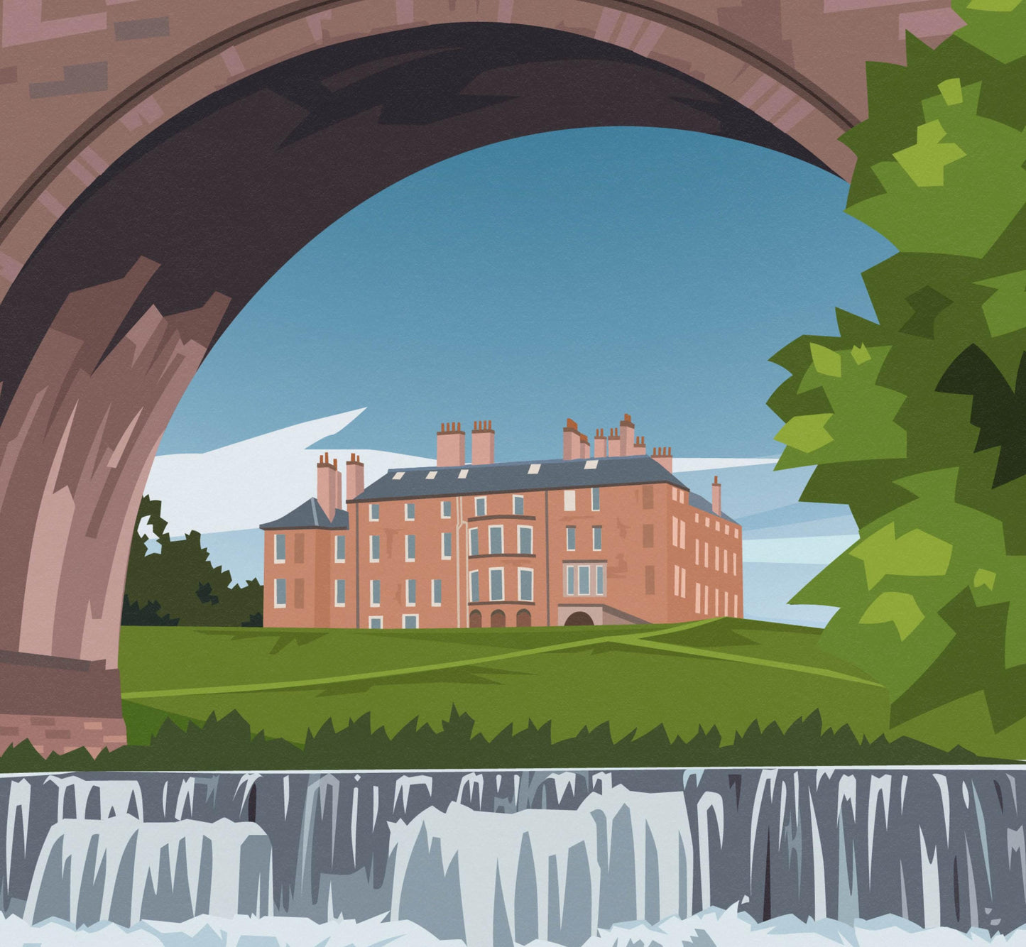 Dalkeith Travel Poster – Montagu Bridge & Dalkeith Palace – Scotland Wall Art