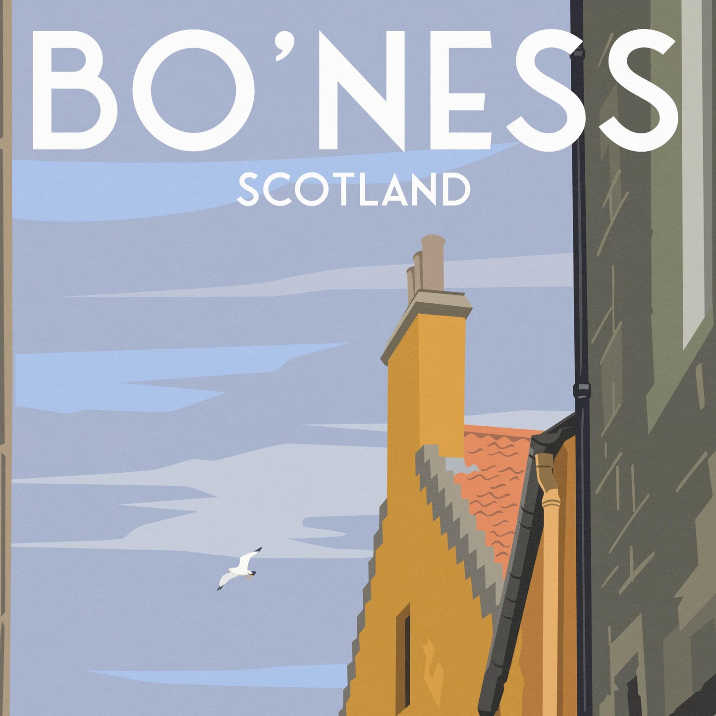 Bo'ness Print, Scotland Travel Poster, Borrowstounness - Dymock Buildings
