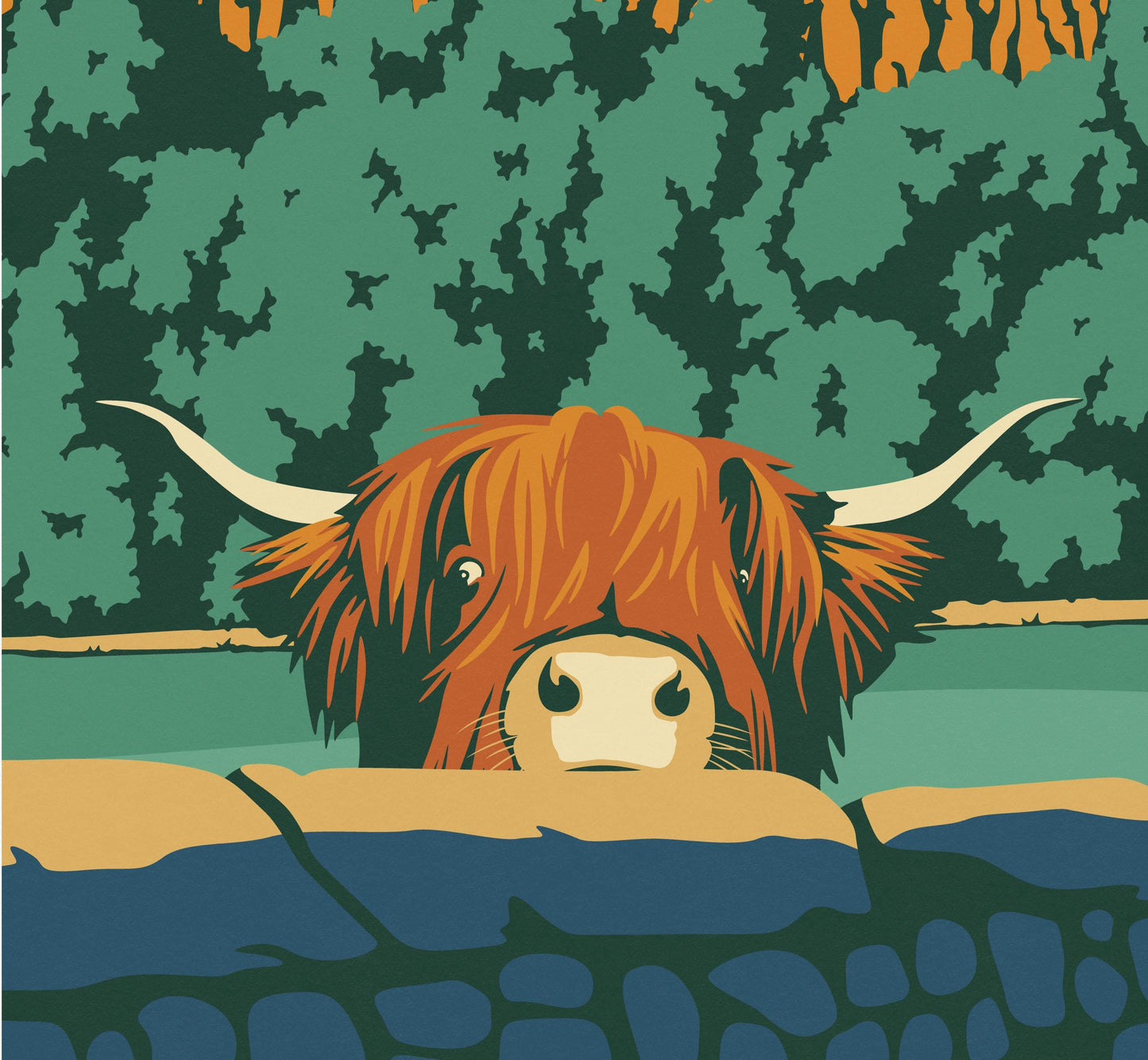 Stirling Castle Travel Poster - Highland Cow - Scotland Print