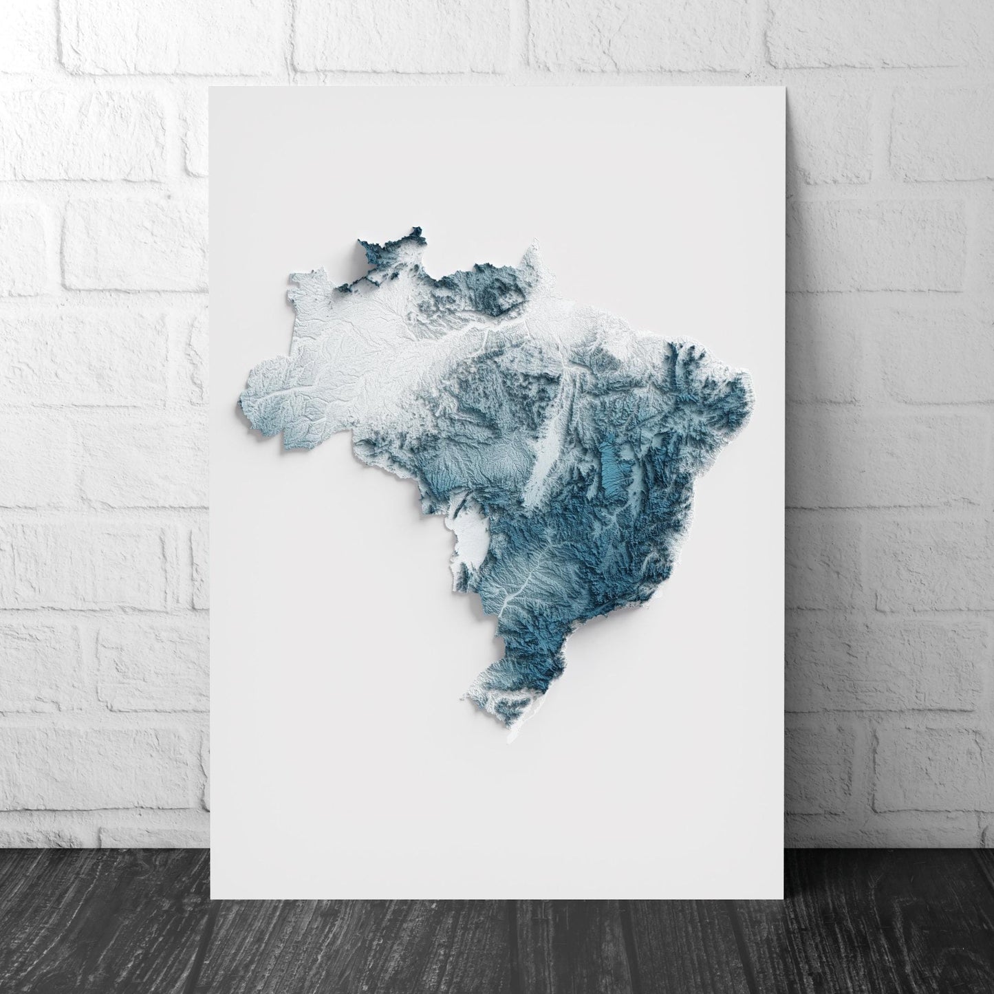 Brazil Art Relief Map - 2D Print - Brazilian Geology - 2D Shaded Relief Map - Brasil - Brasilien - Brasile - Brazilia - Brasilien - בראזיל