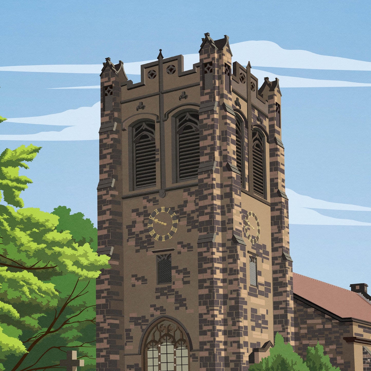 Goose Green, Wigan Travel Poster – St Paul’s Church Illustration