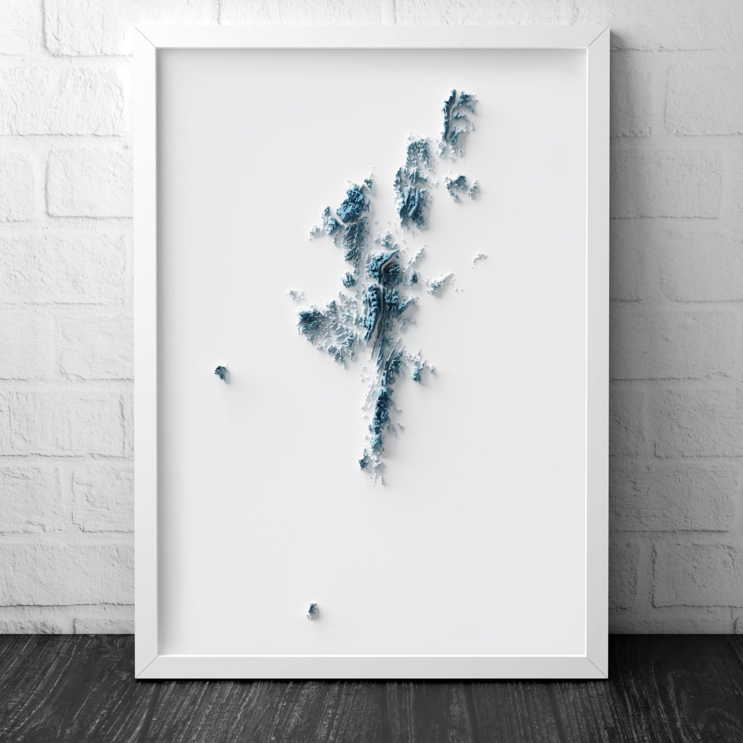 Shetland Isles Art Relief Map - 2D Print - Scotland Geology Poster - 2D Shaded Relief Map - Lerwick - Scalloway - Brae - Sandwick