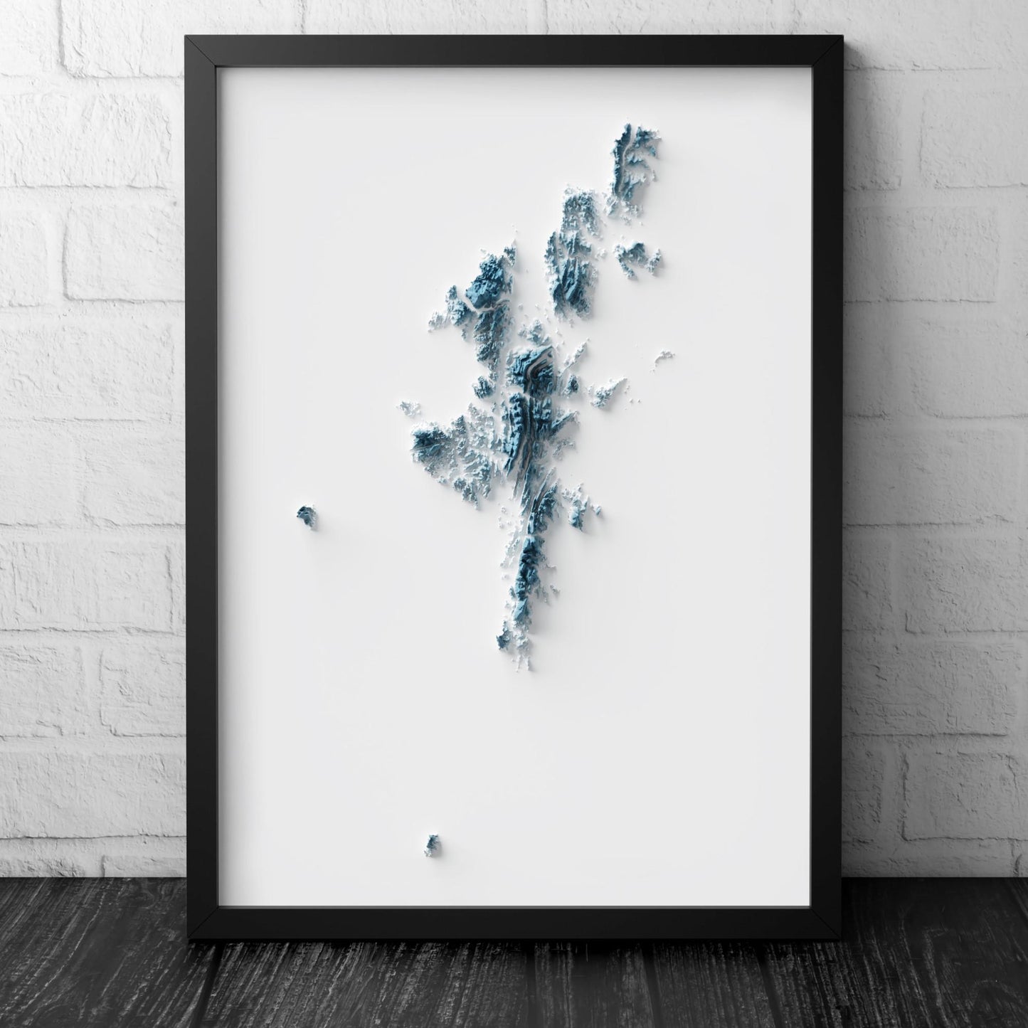 Shetland Isles Art Relief Map - 2D Print - Scotland Geology Poster - 2D Shaded Relief Map - Lerwick - Scalloway - Brae - Sandwick