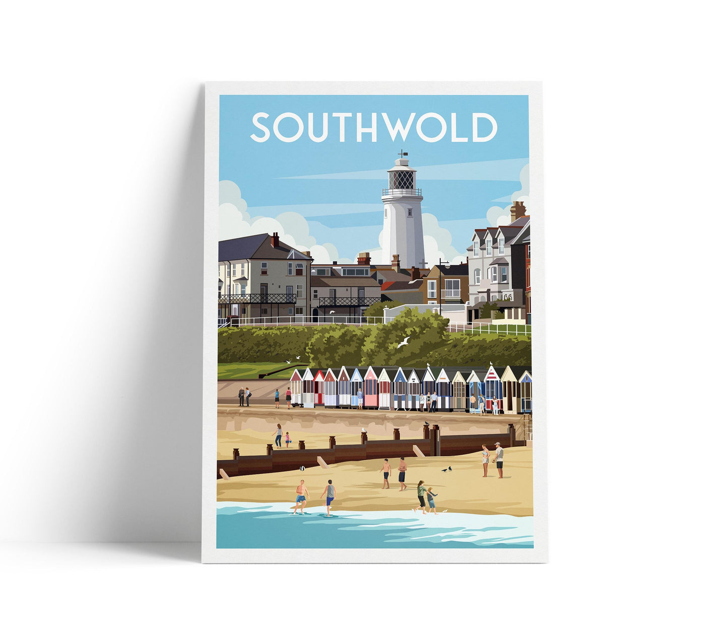 Southwold Lighthouse Print - Beach - Suffolk, England - Travel Poster