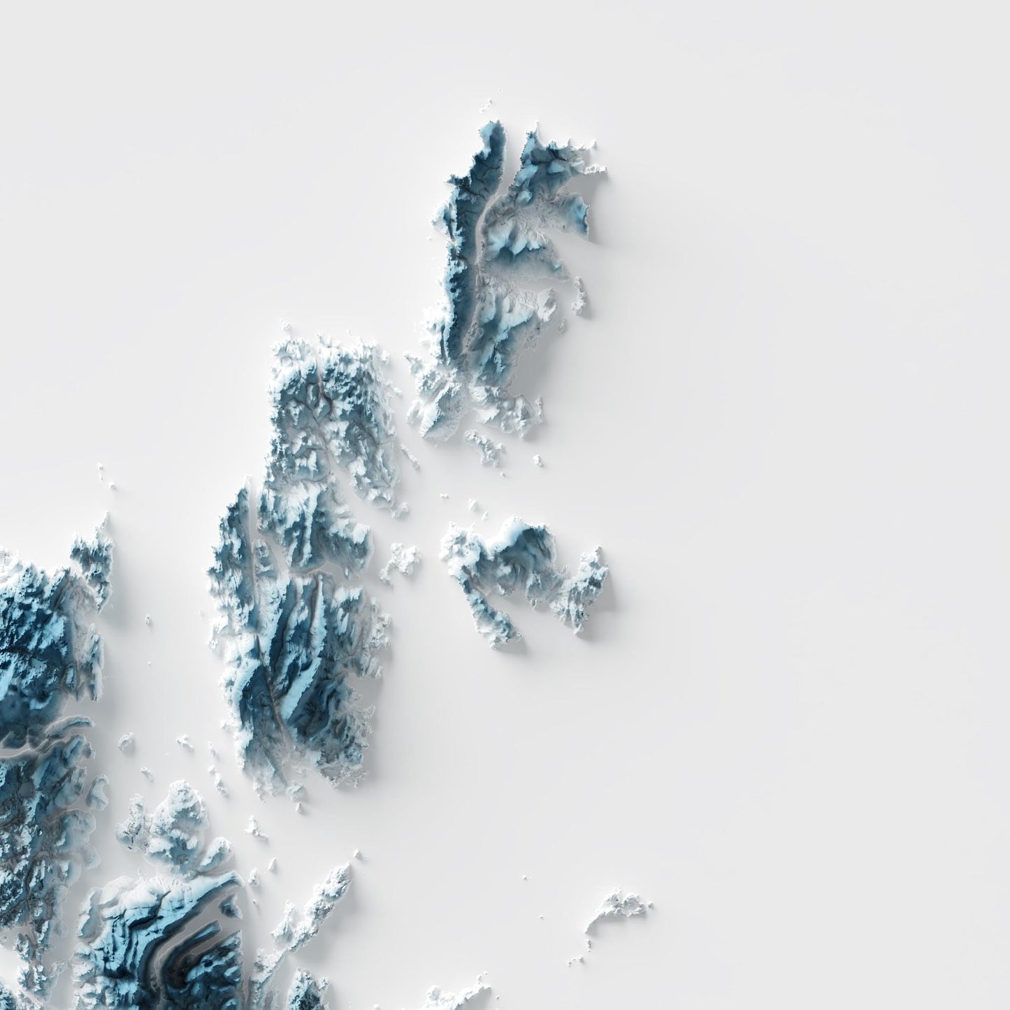 Shetland Isles Art Relief Map - 2D Print - Scotland Geology Poster - 2D Shaded Relief Map - Lerwick - Scalloway - Brae - Sandwick