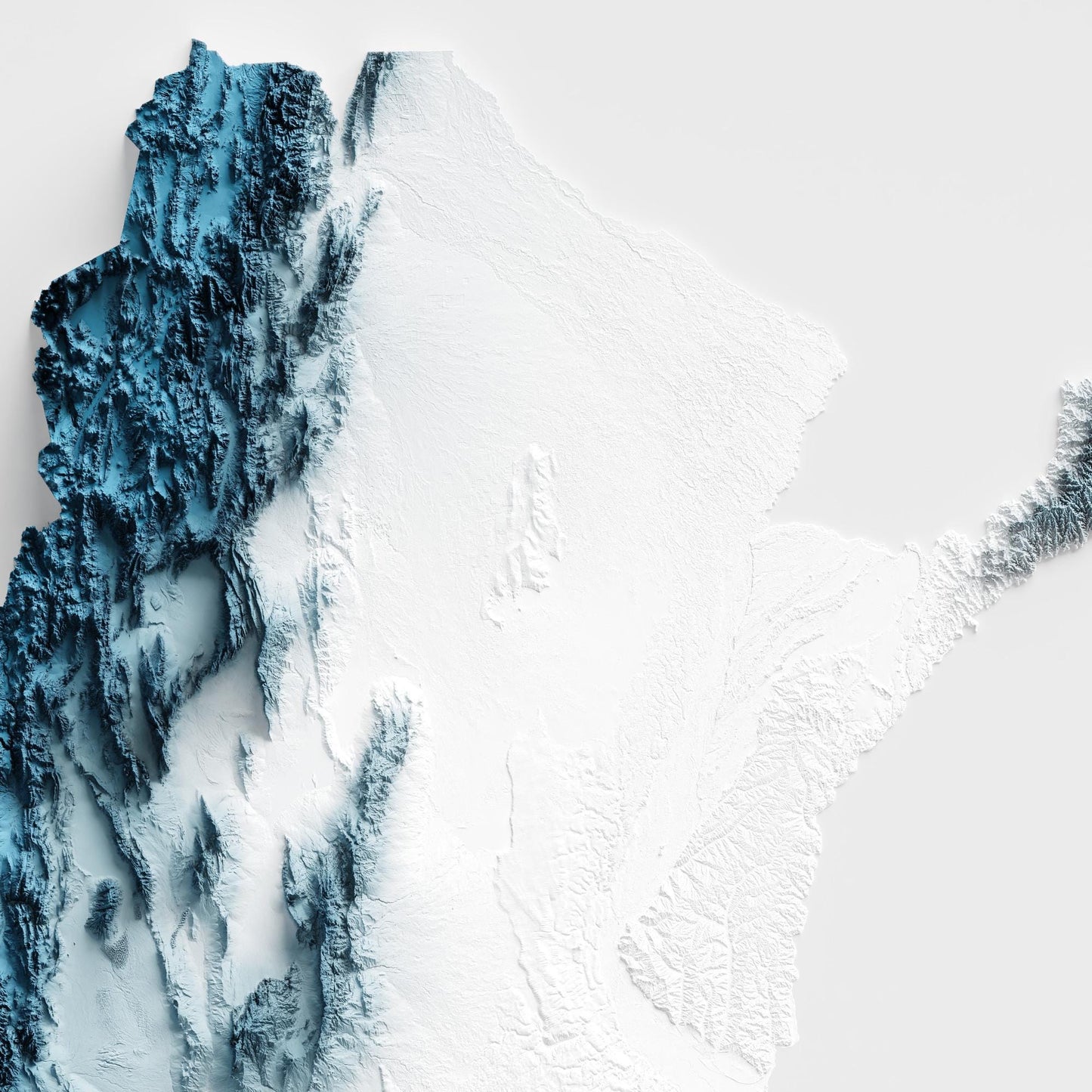 Argentina Art Relief Map - 2D Print - Argentinian Geology - 2D Shaded Relief Map