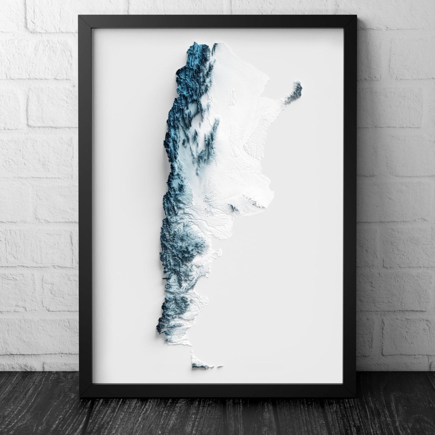 Argentina Art Relief Map - 2D Print - Argentinian Geology - 2D Shaded Relief Map