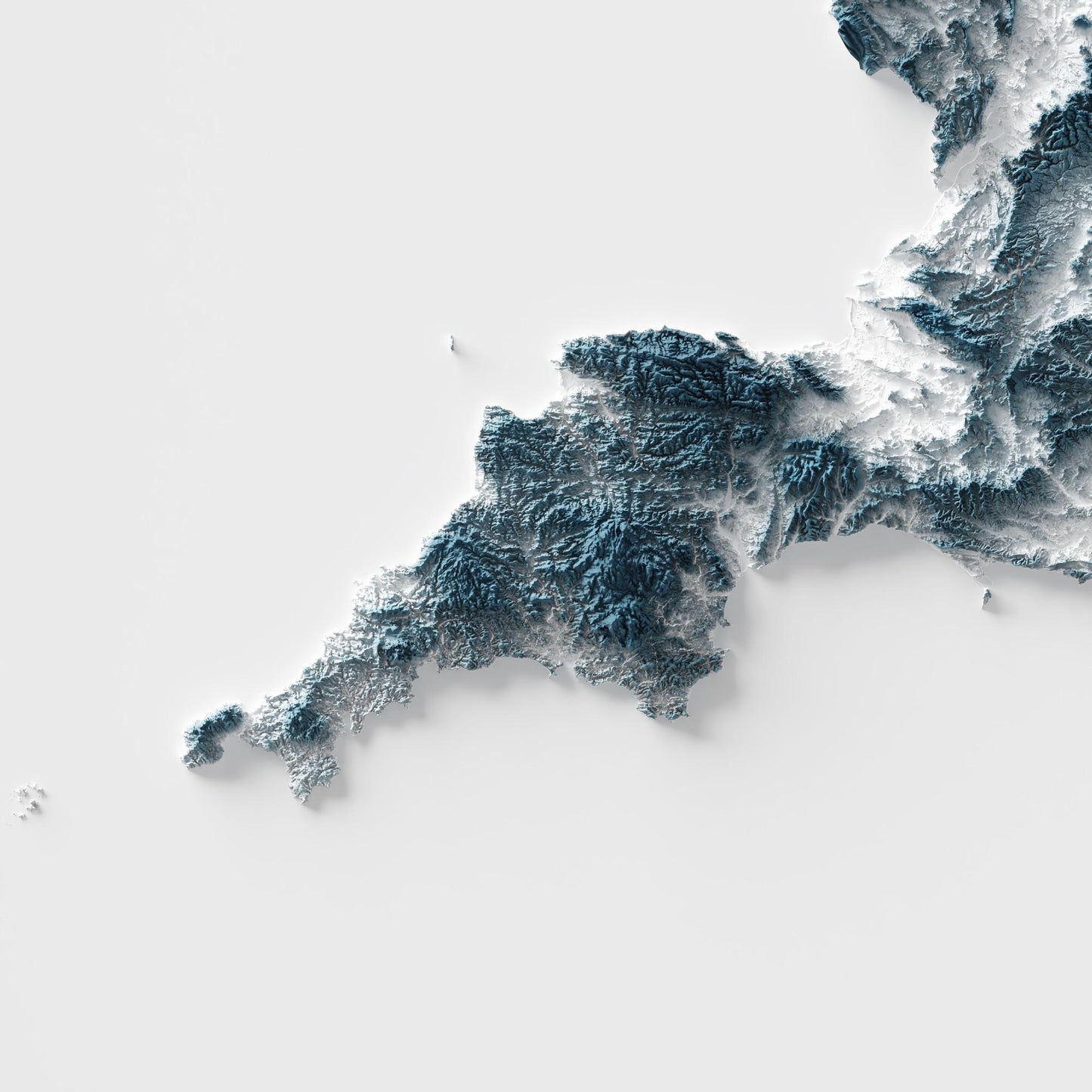 England Map - 2D Print - British Islands Geology - 2D Shaded Relief Map